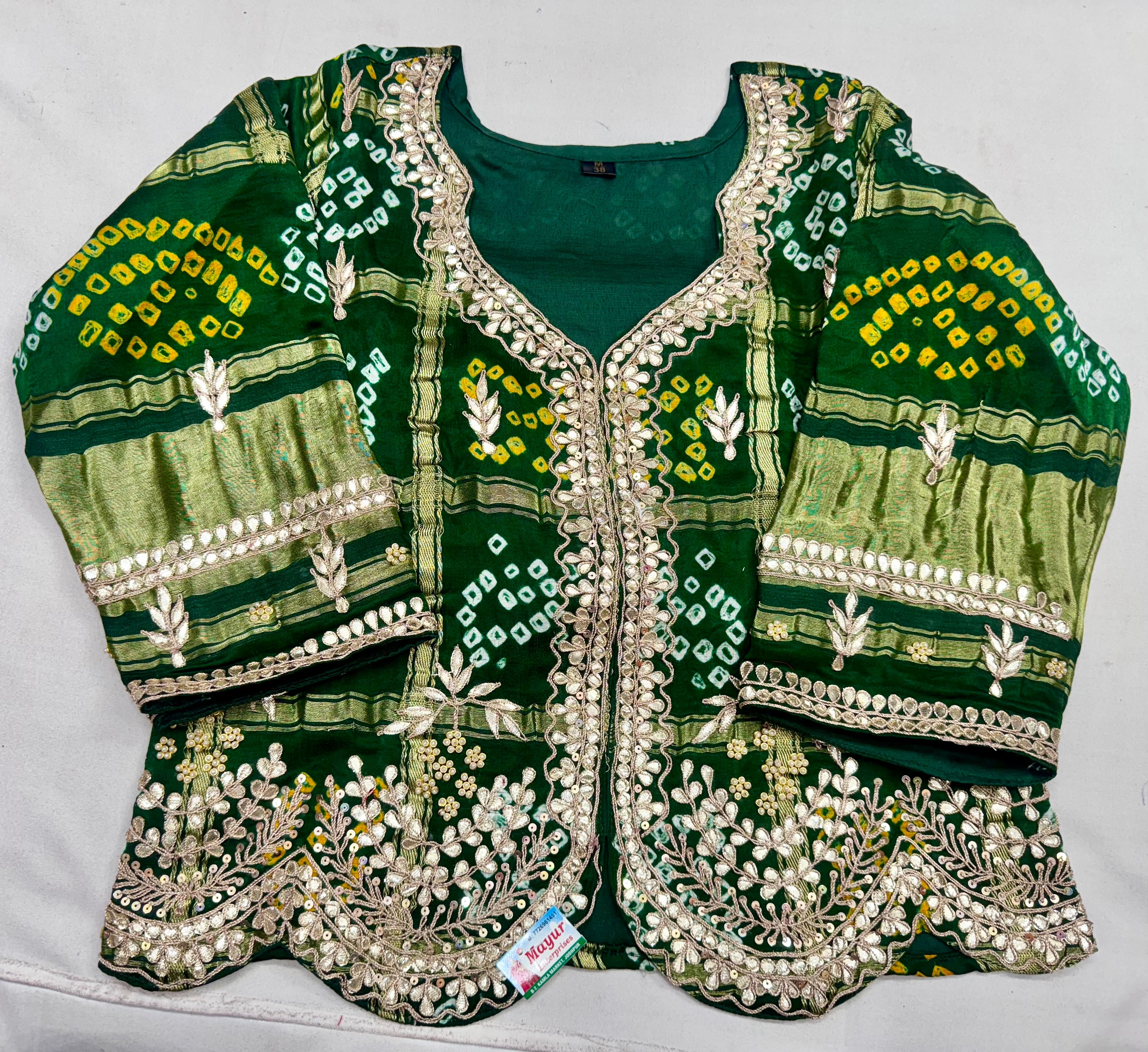 Pure gajji jacket blouse with handwork of marodi and zardosi