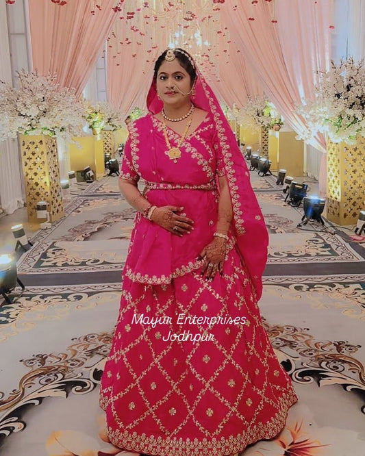 Pure fabric traditional lehnga with gotta patti and pearl handwork