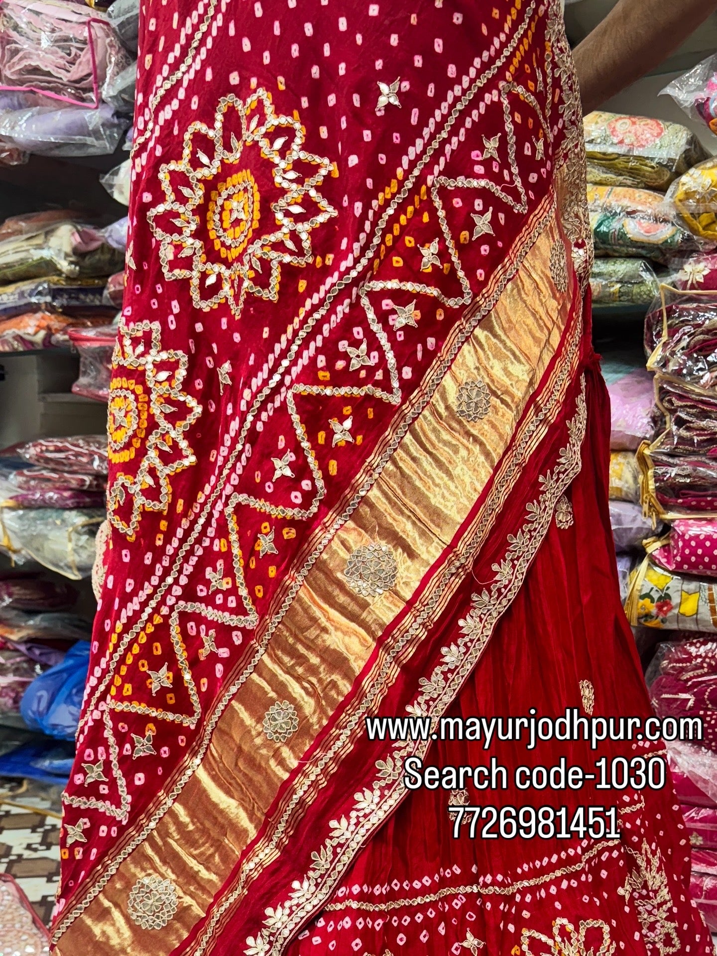 Pure Gajji silk lehnga with highlighting of marodi and gottapatti work