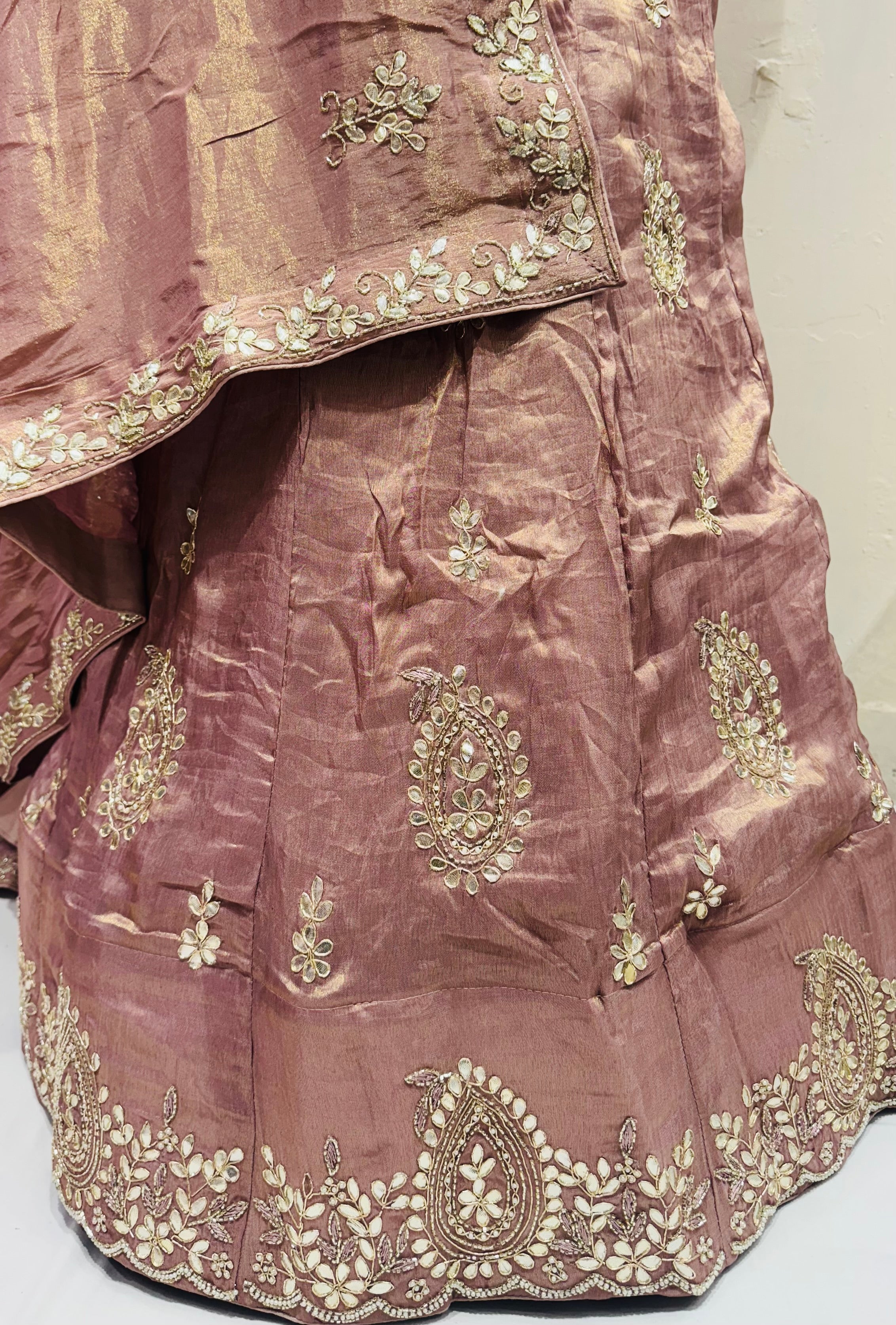 Pure Tissue handwork lehnga with dabka work