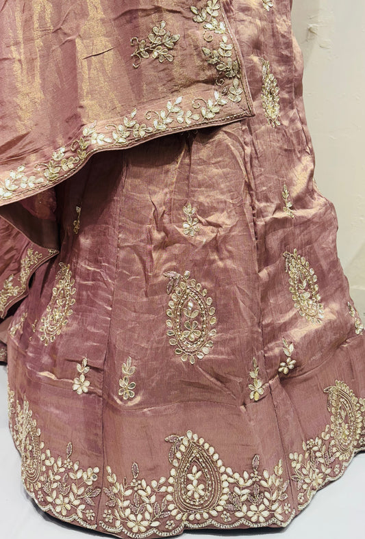 Pure Tissue handwork lehnga with dabka work