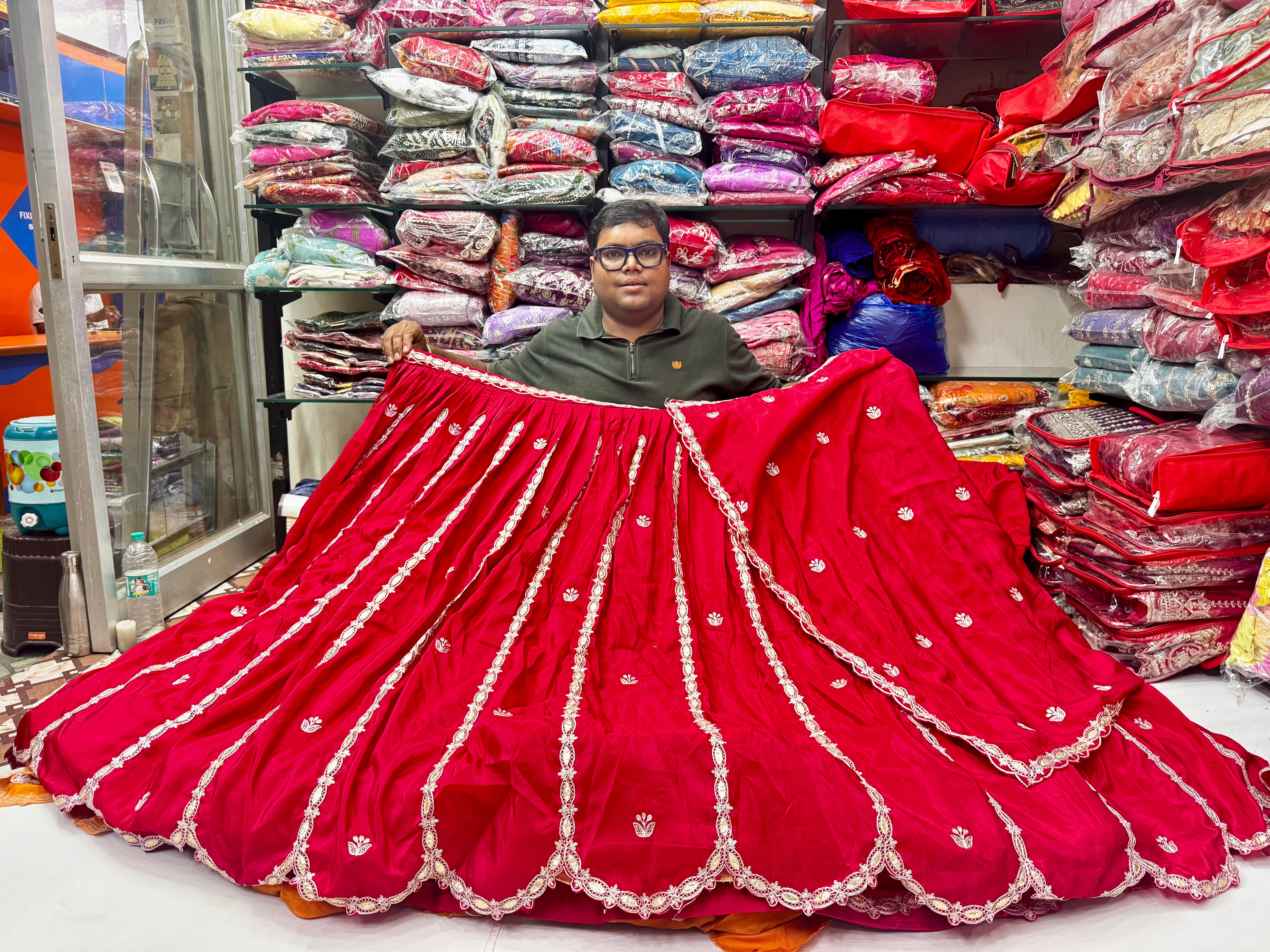 Ho Silk lehnga with gota and ari work