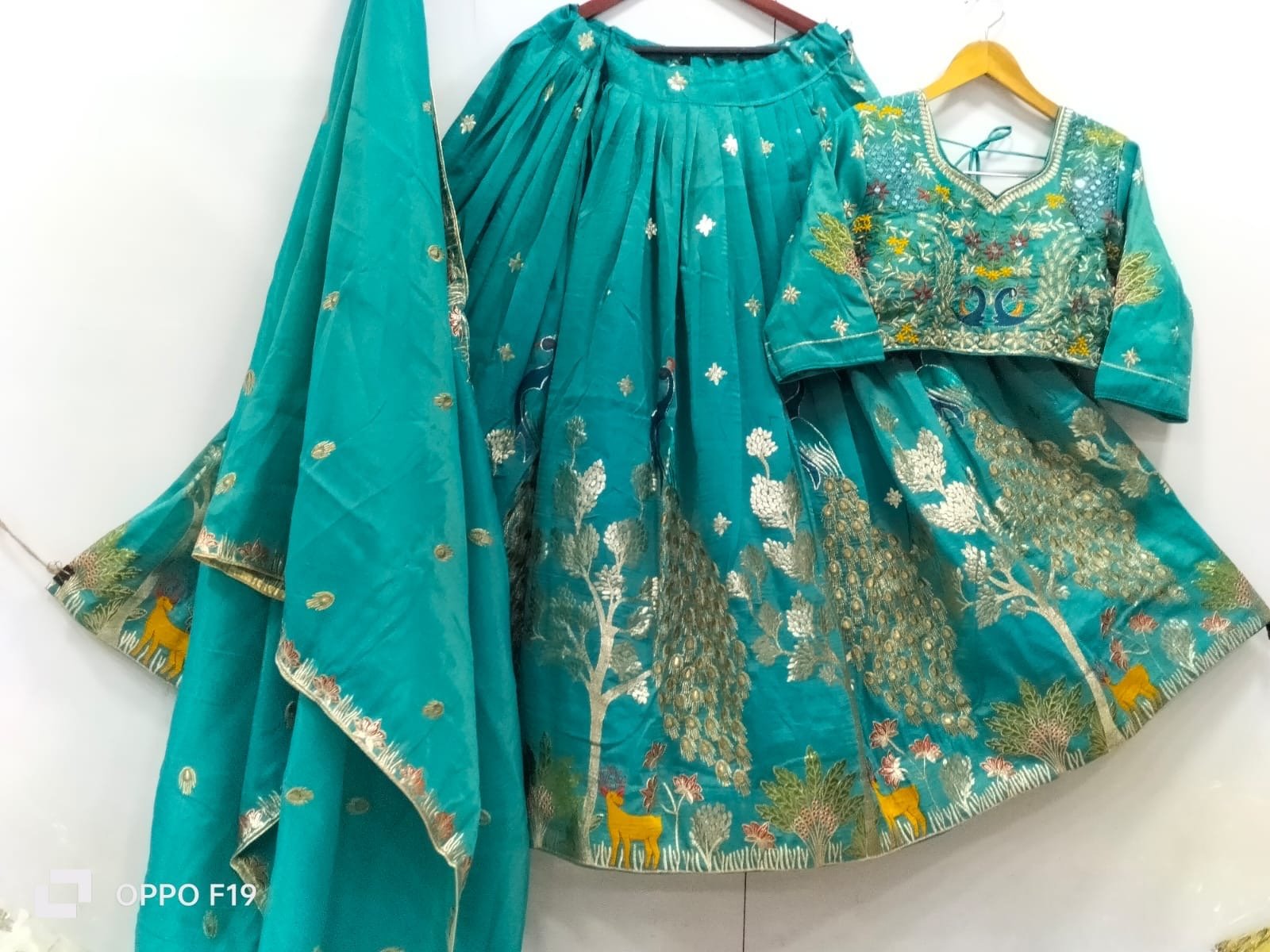 Tissue Lehnga peacock designs