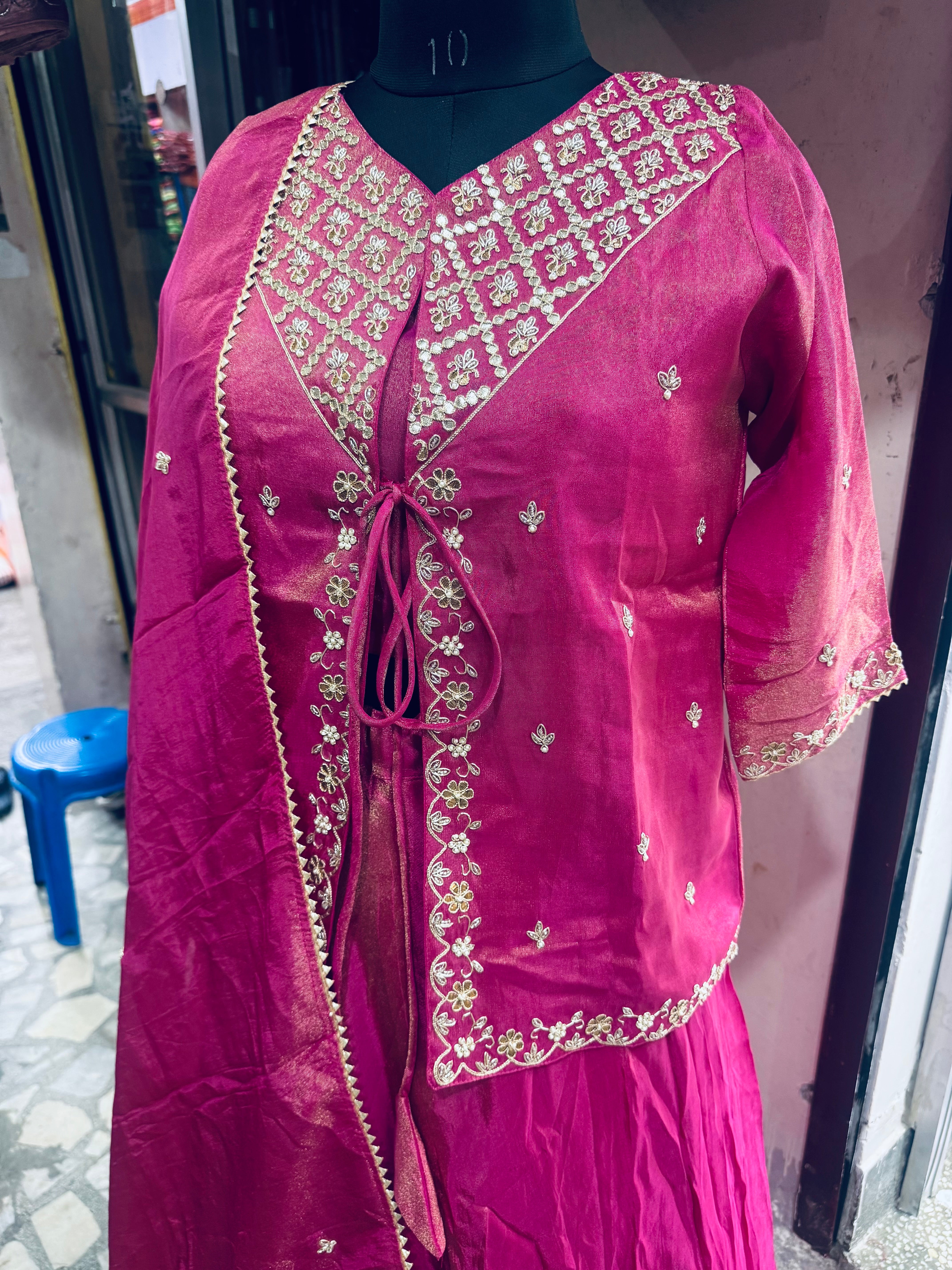 Pure Tissue zardosi work indowestern