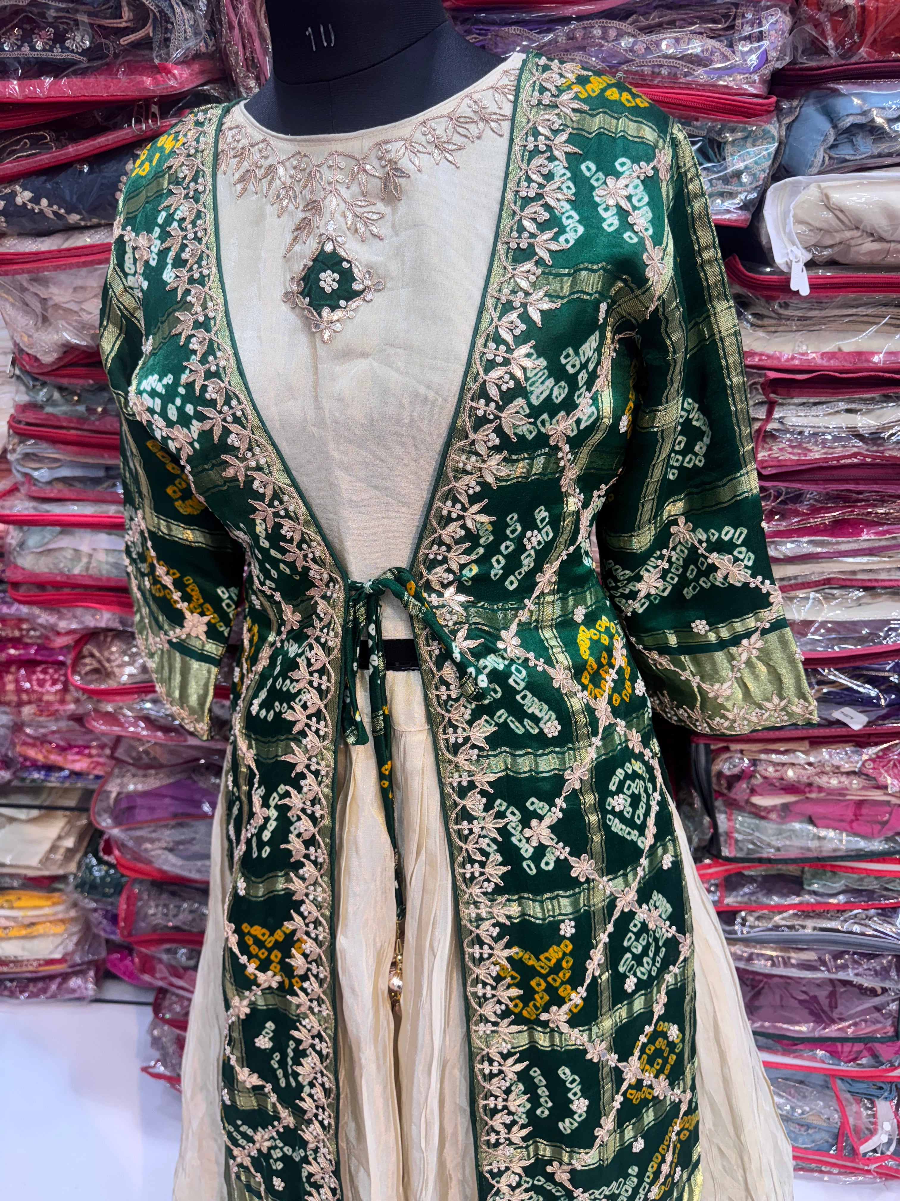 Pure gajji shrug with blouse and lehnga