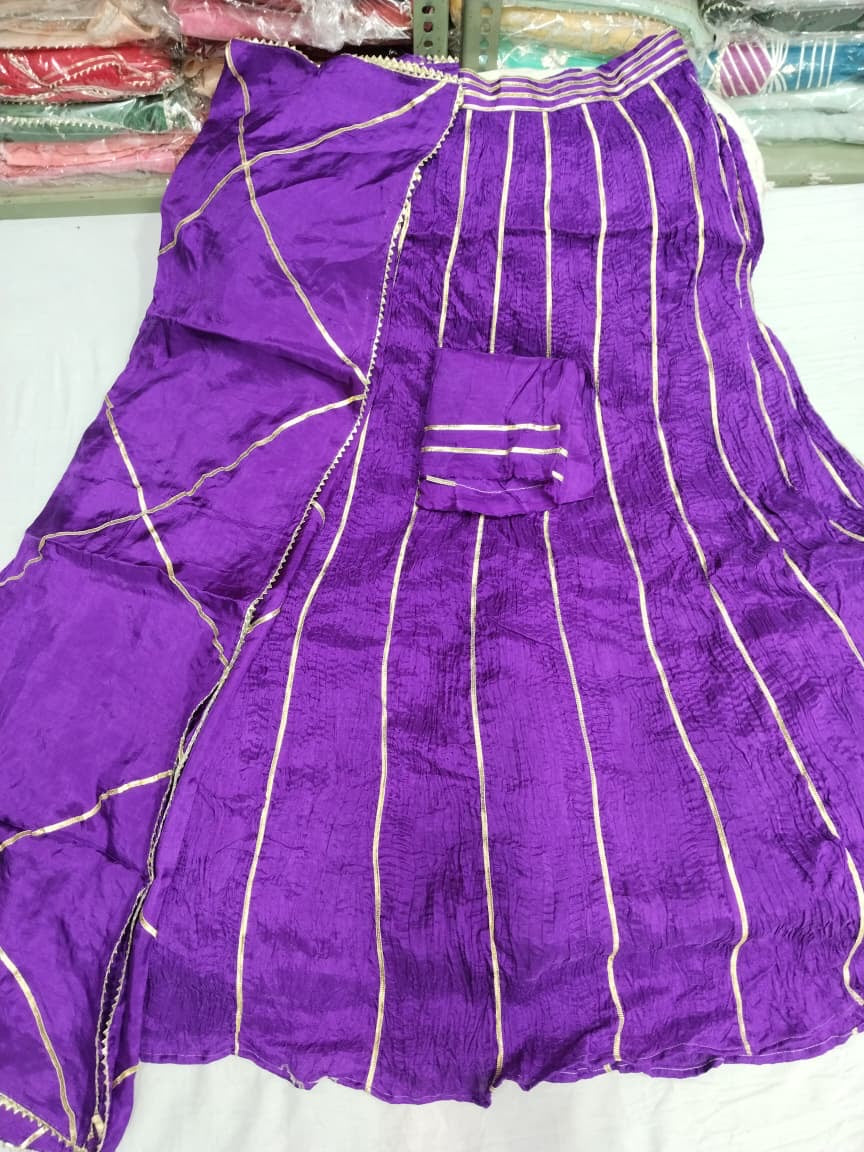 Pure Upada crush skirt set with gota work