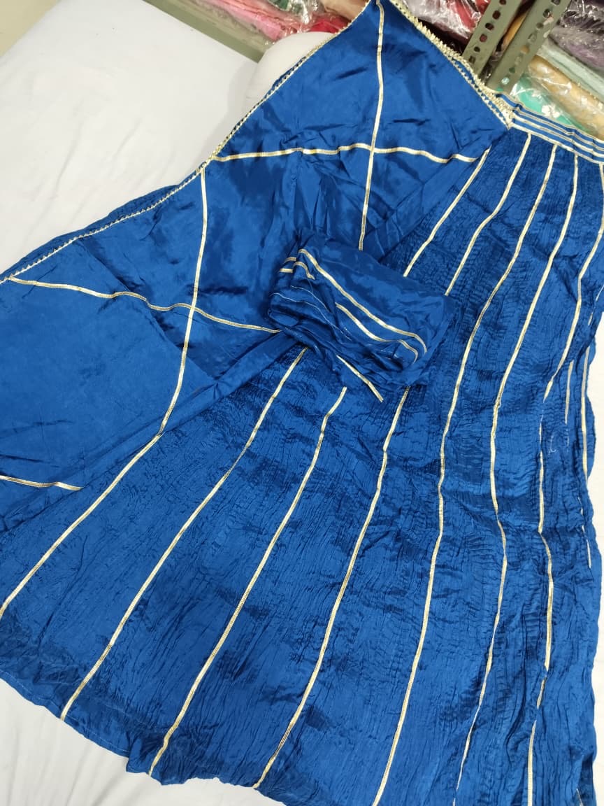 Pure Upada crush skirt set with gota work