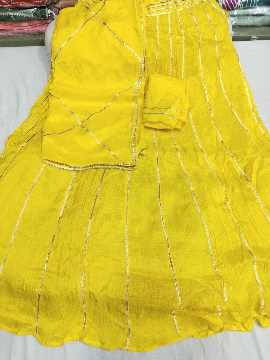 Pure Upada crush skirt set with gota work