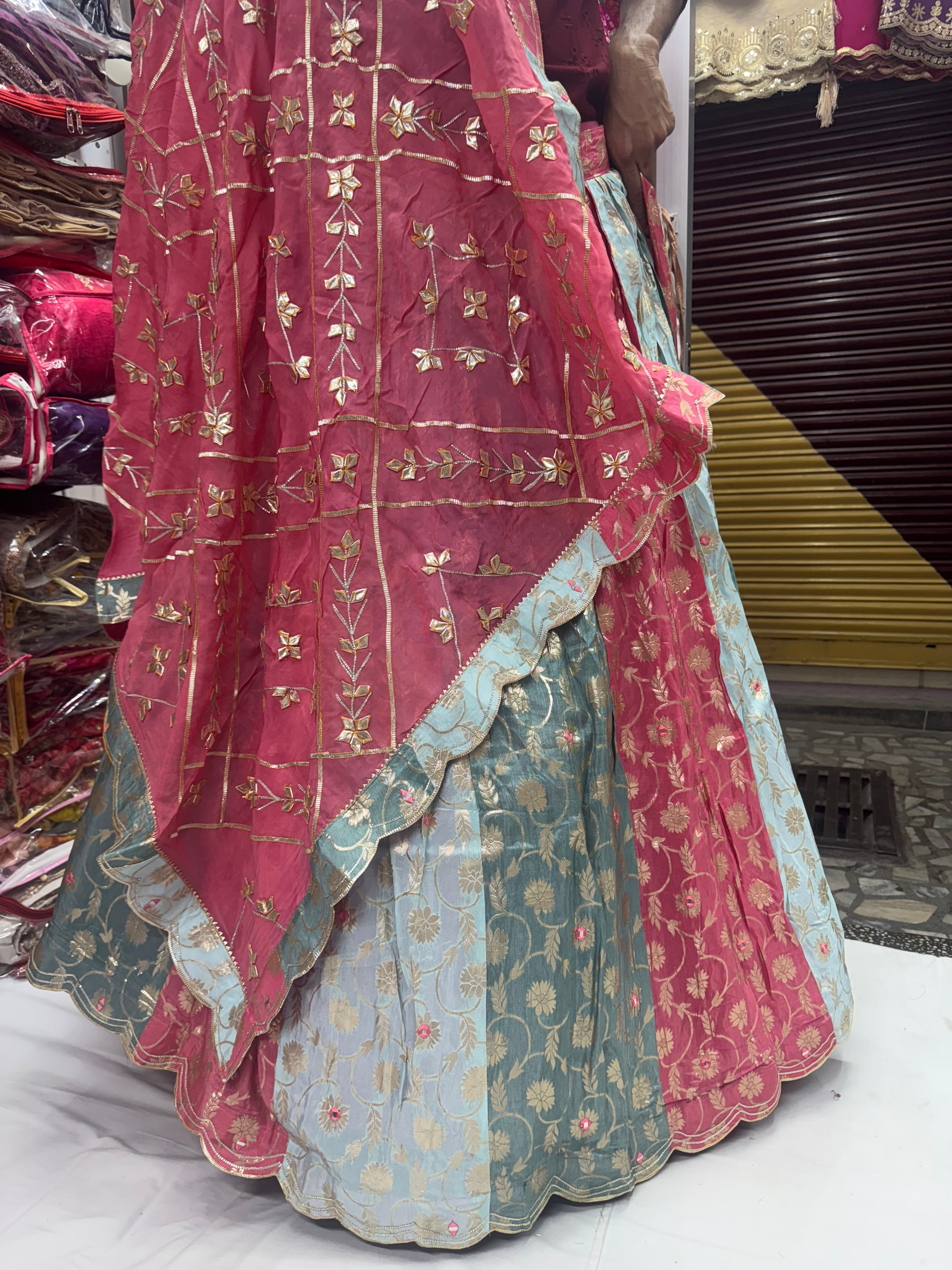 Multi colored Dola silk lehnga