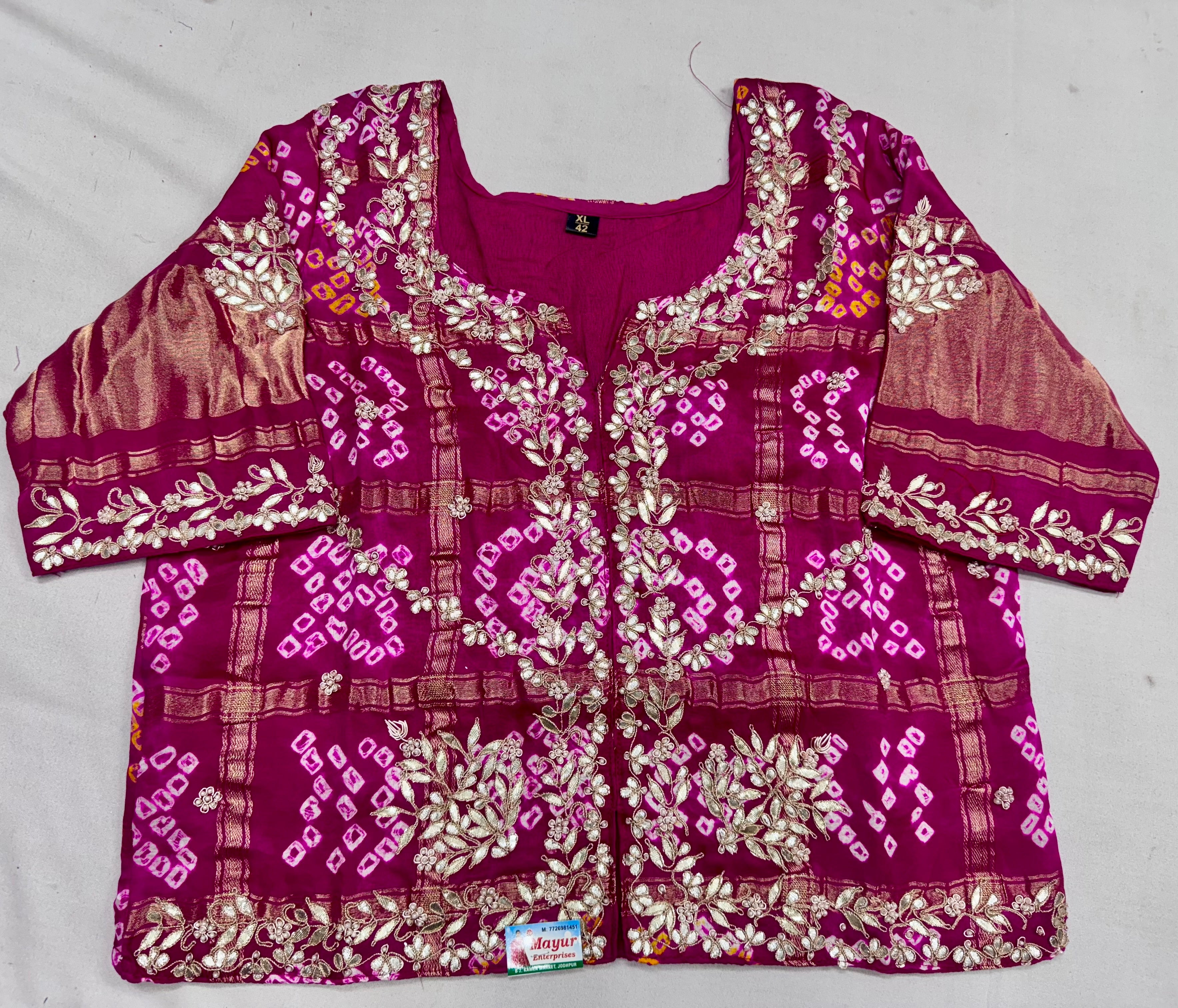 Pure gajji jacket blouse with handwork of marodi and zardosi