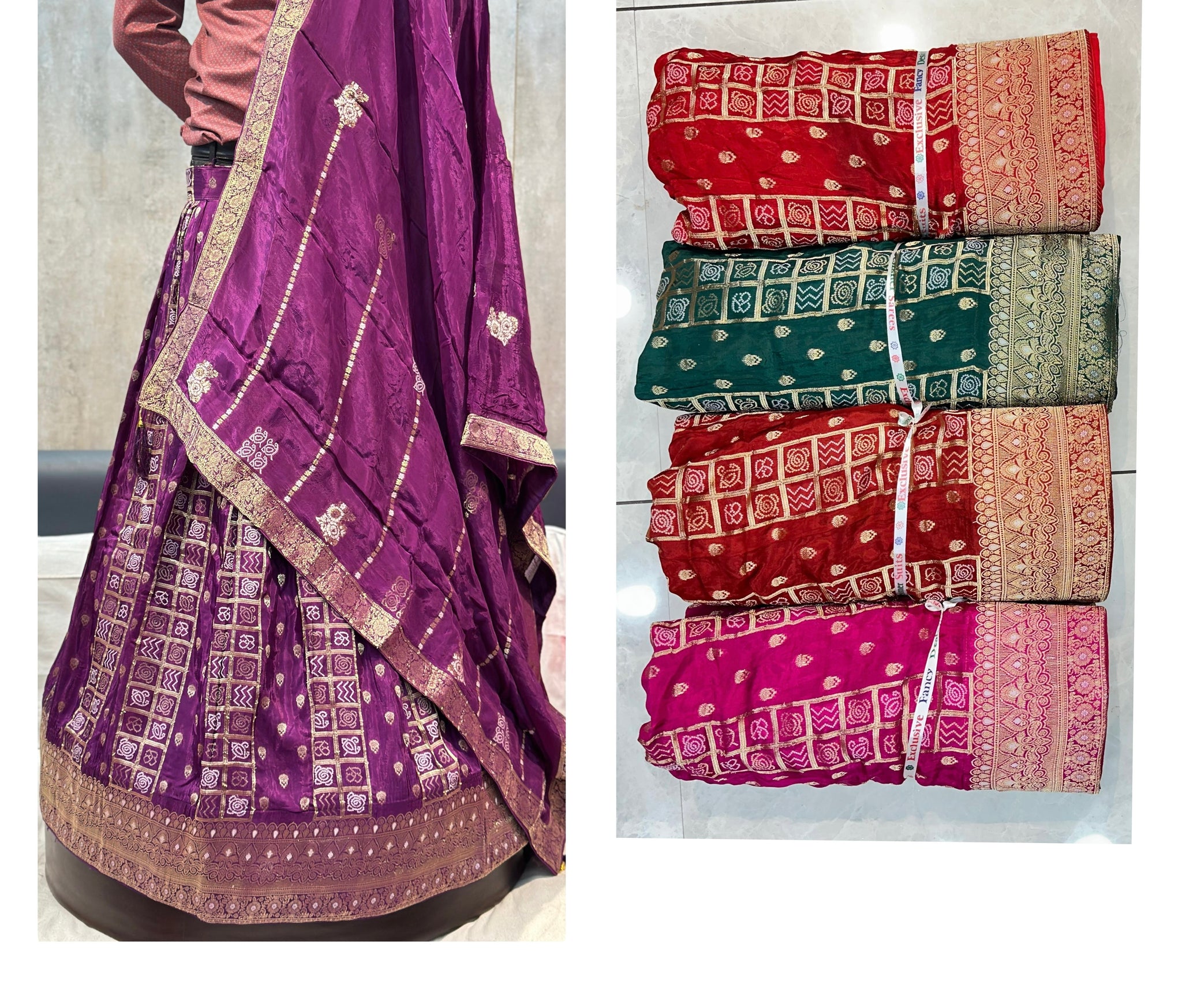 Bhandhej HO silk lehnga