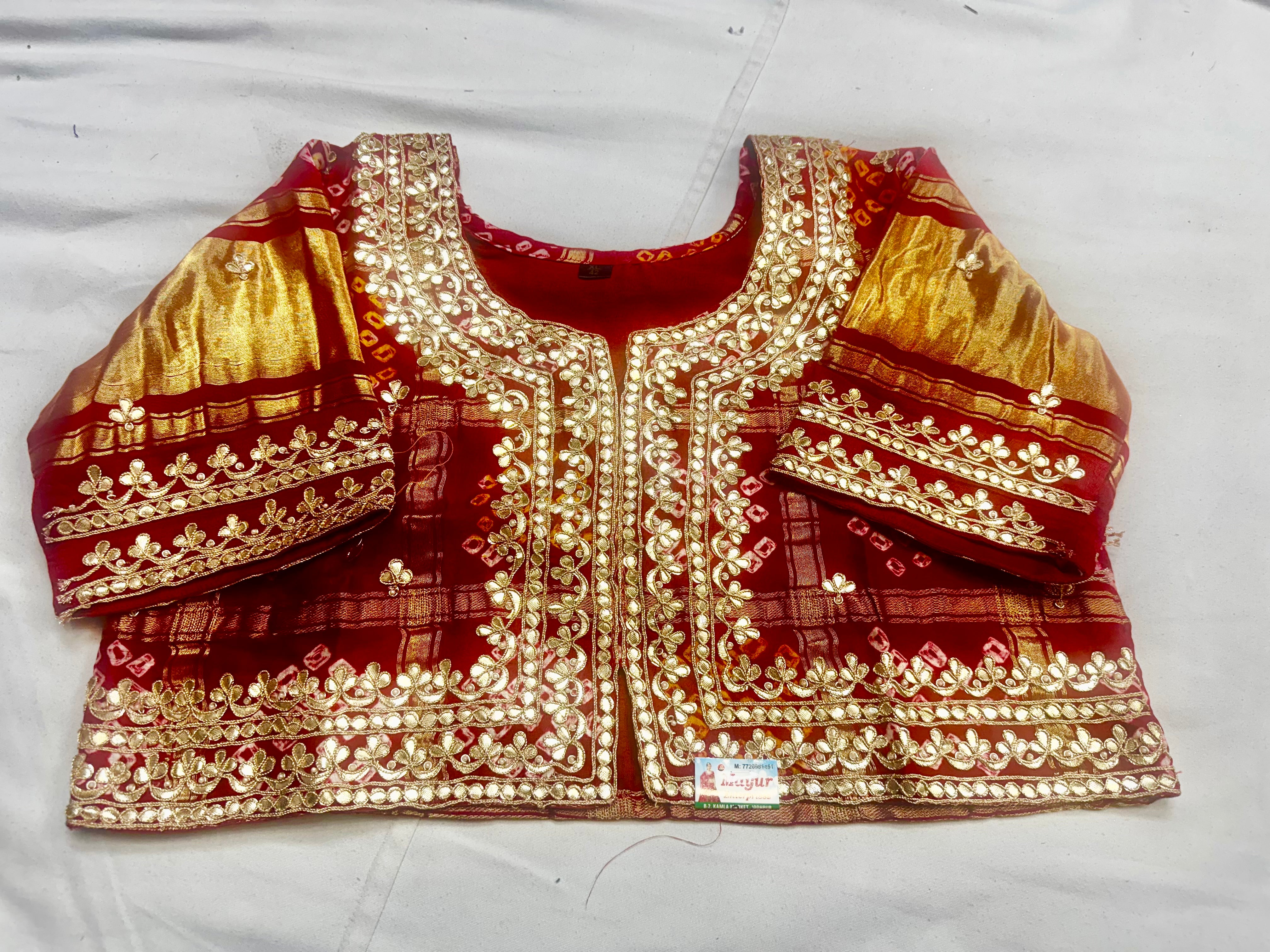 Pure gajji jacket blouse with handwork of marodi and zardosi