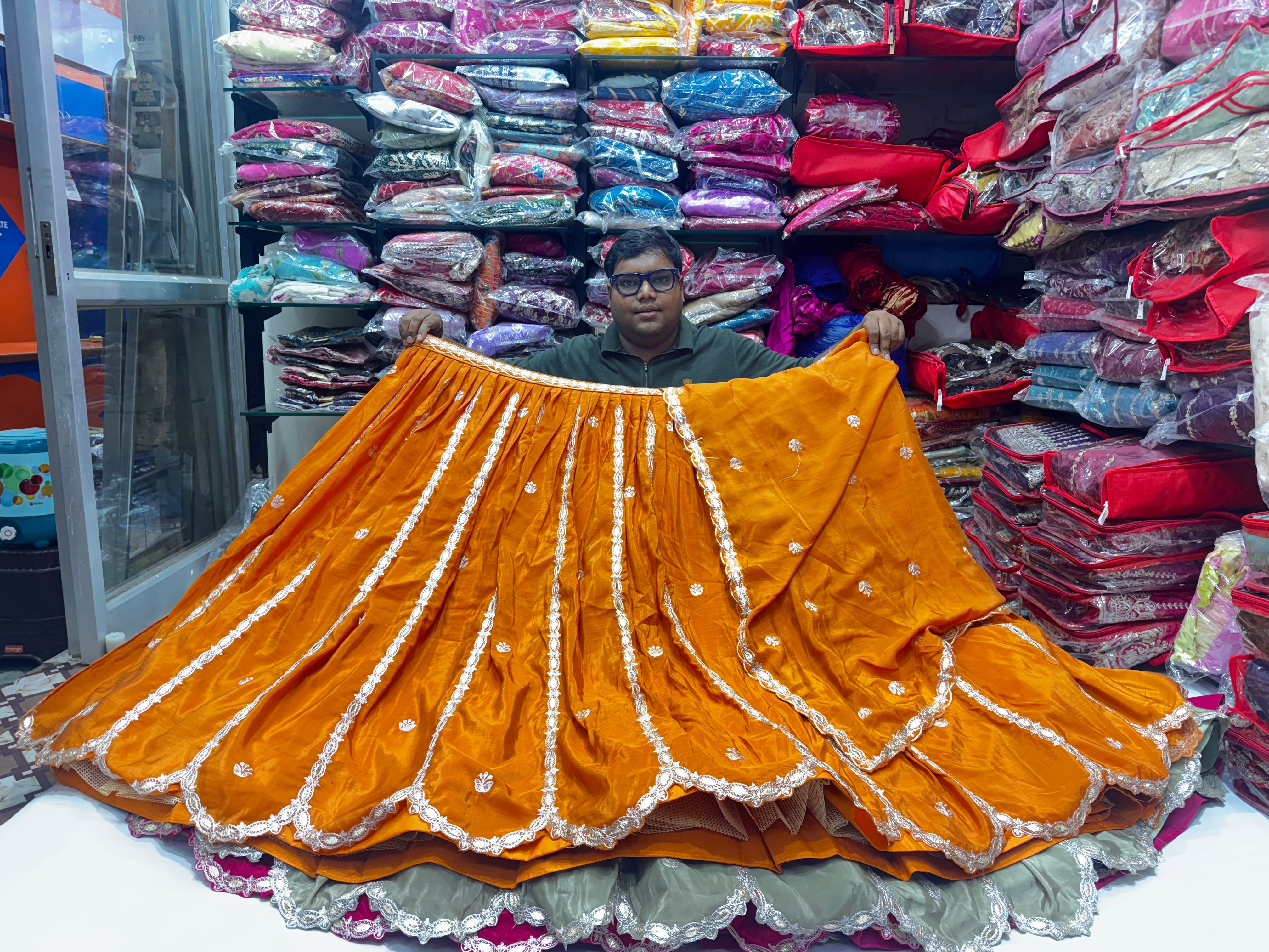 Ho Silk lehnga with gota and ari work