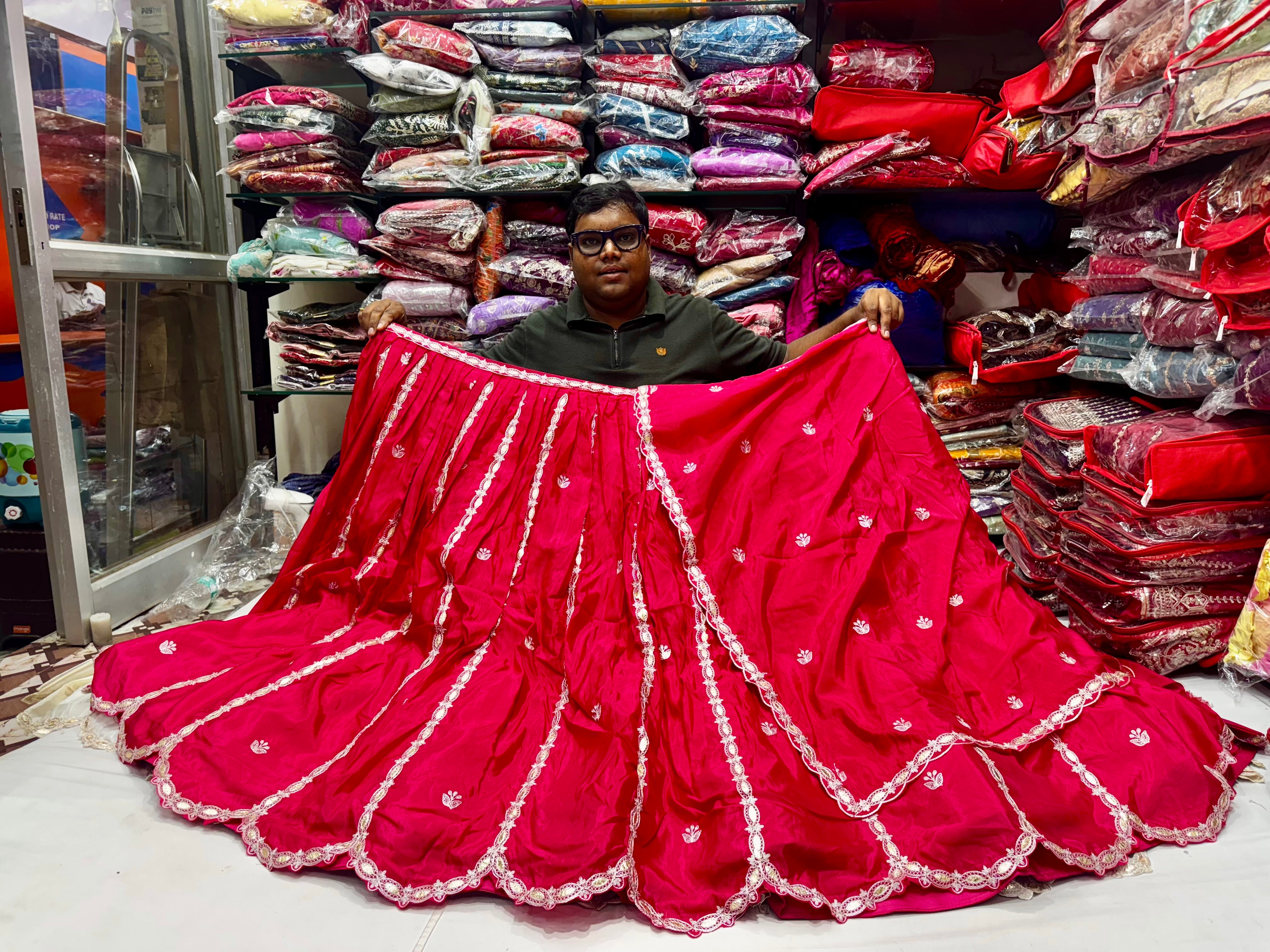 Ho Silk lehnga with gota and ari work