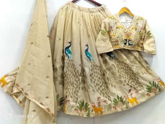 Tissue Lehnga peacock designs