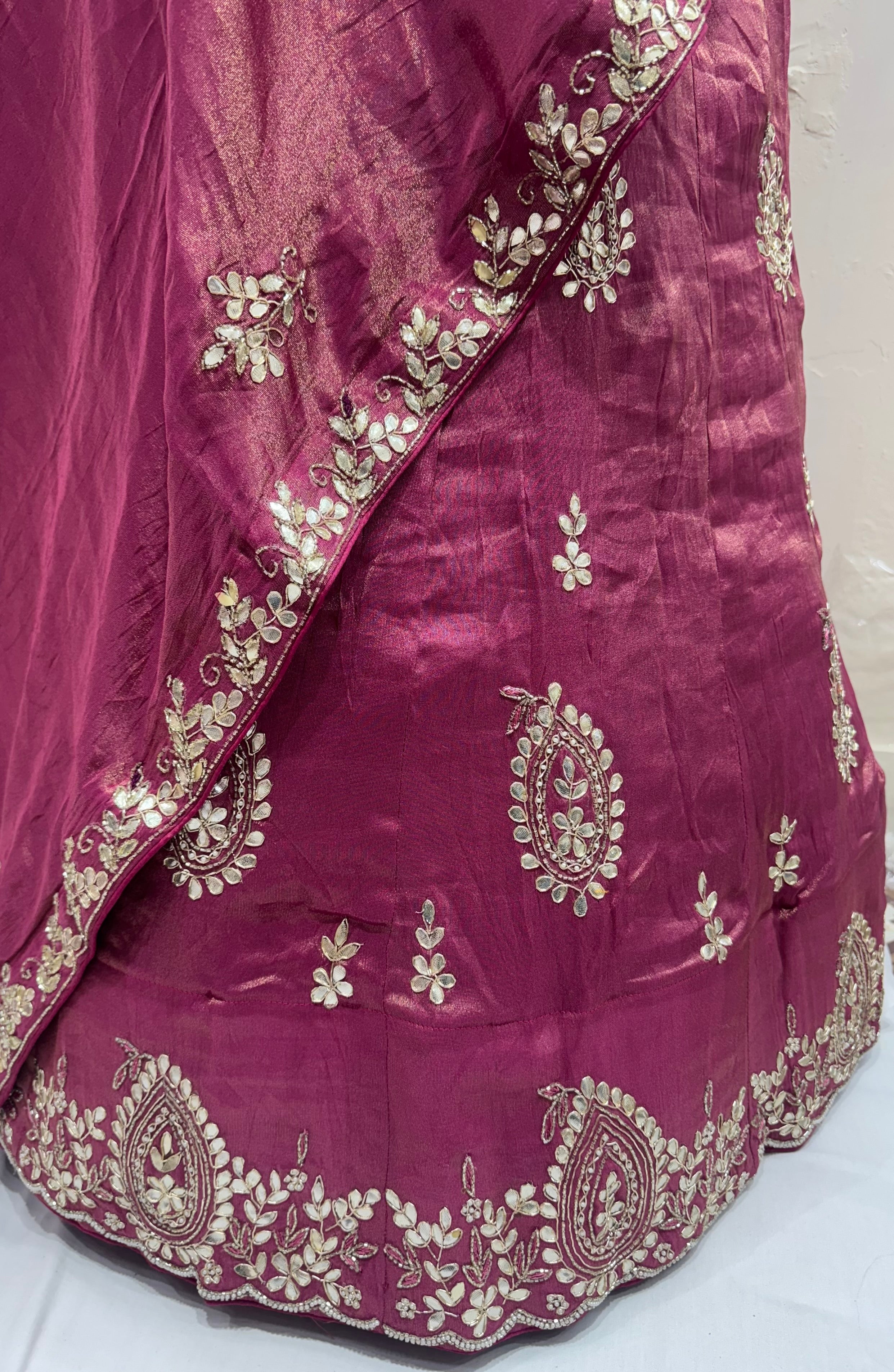 Pure Tissue handwork lehnga with dabka work