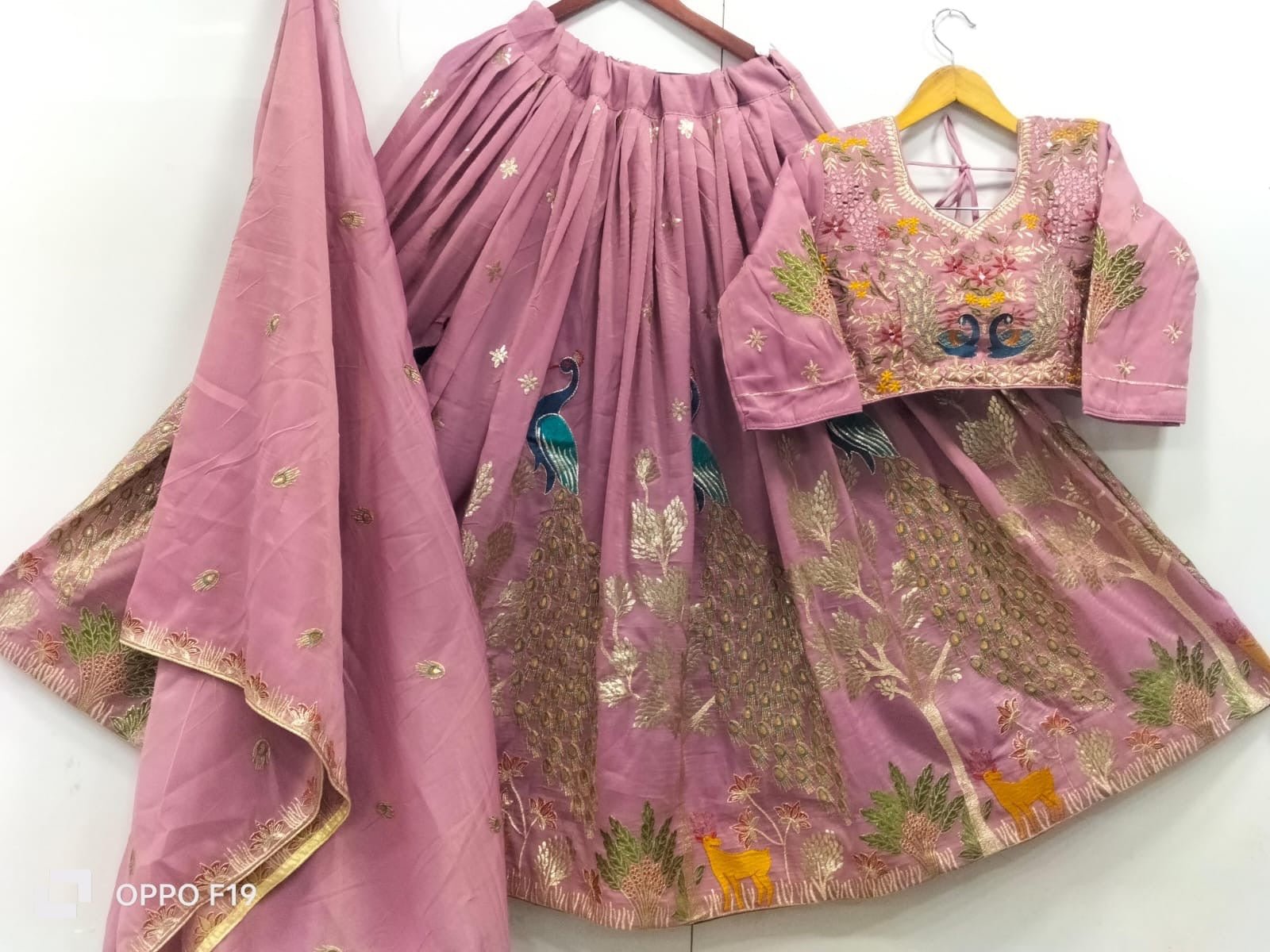 Tissue Lehnga peacock designs