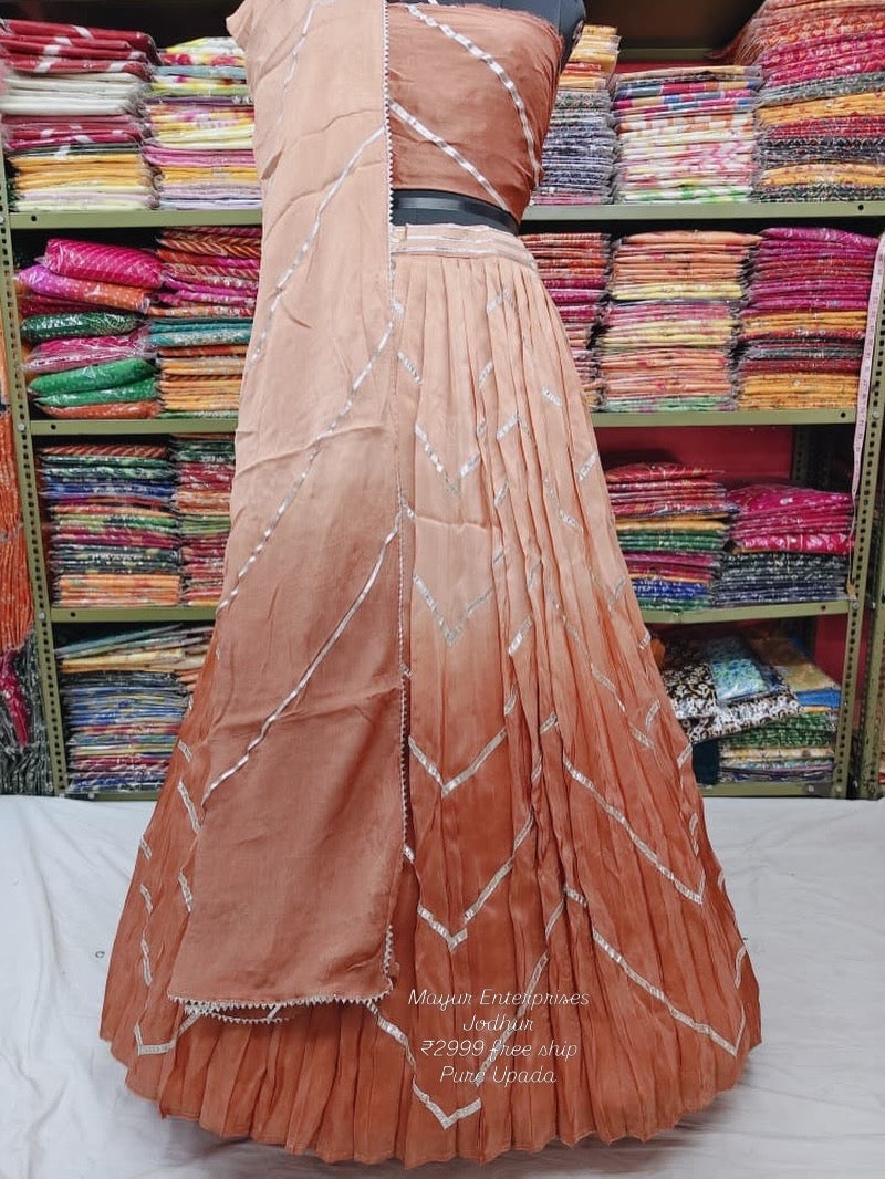 Upada pure ombrey lehnga with kacchipatti work