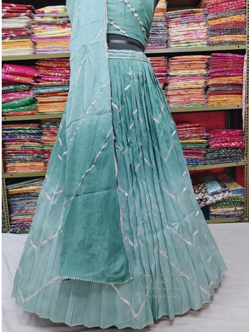 Upada pure ombrey lehnga with kacchipatti work