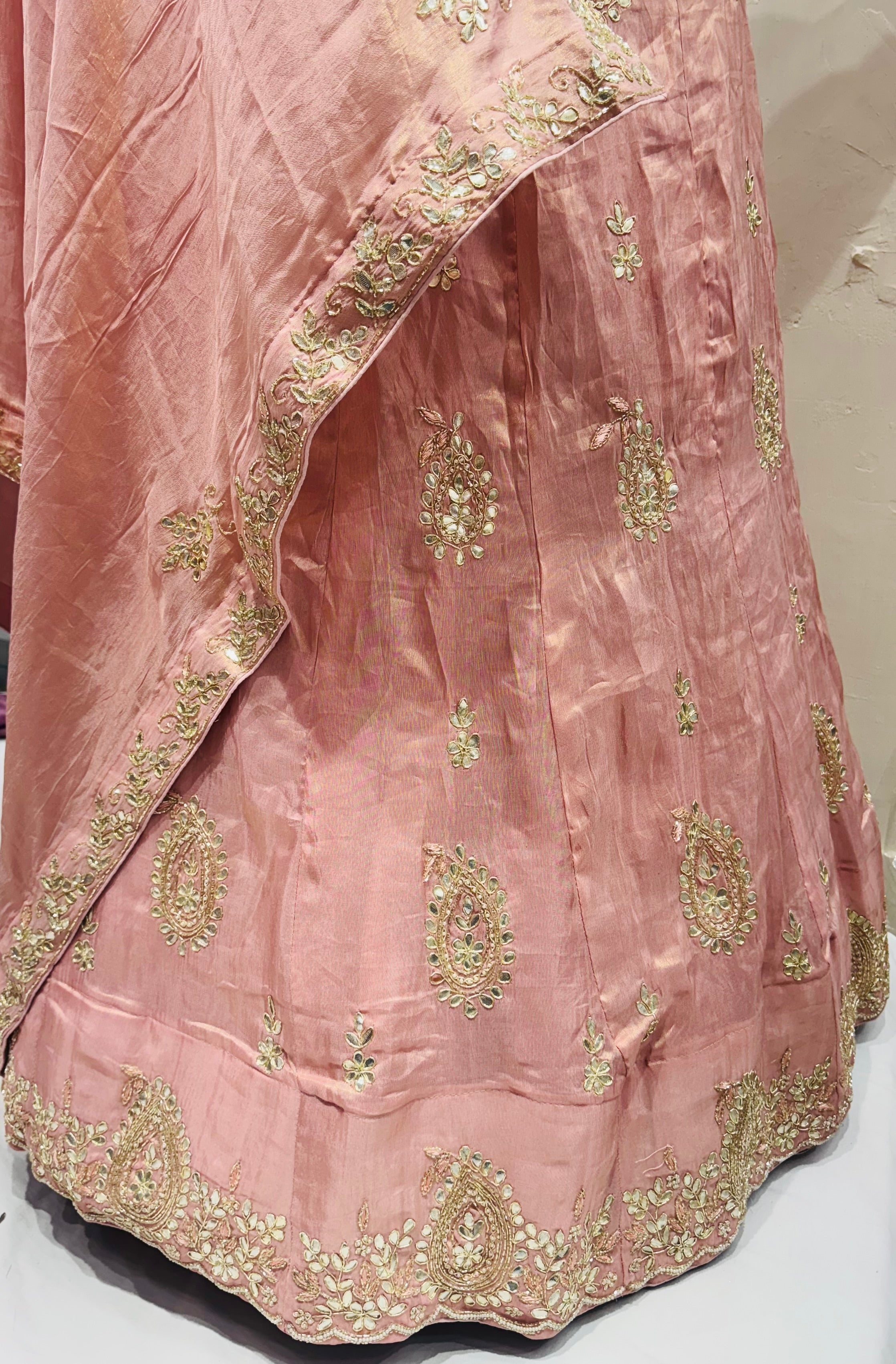 Pure Tissue handwork lehnga with dabka work