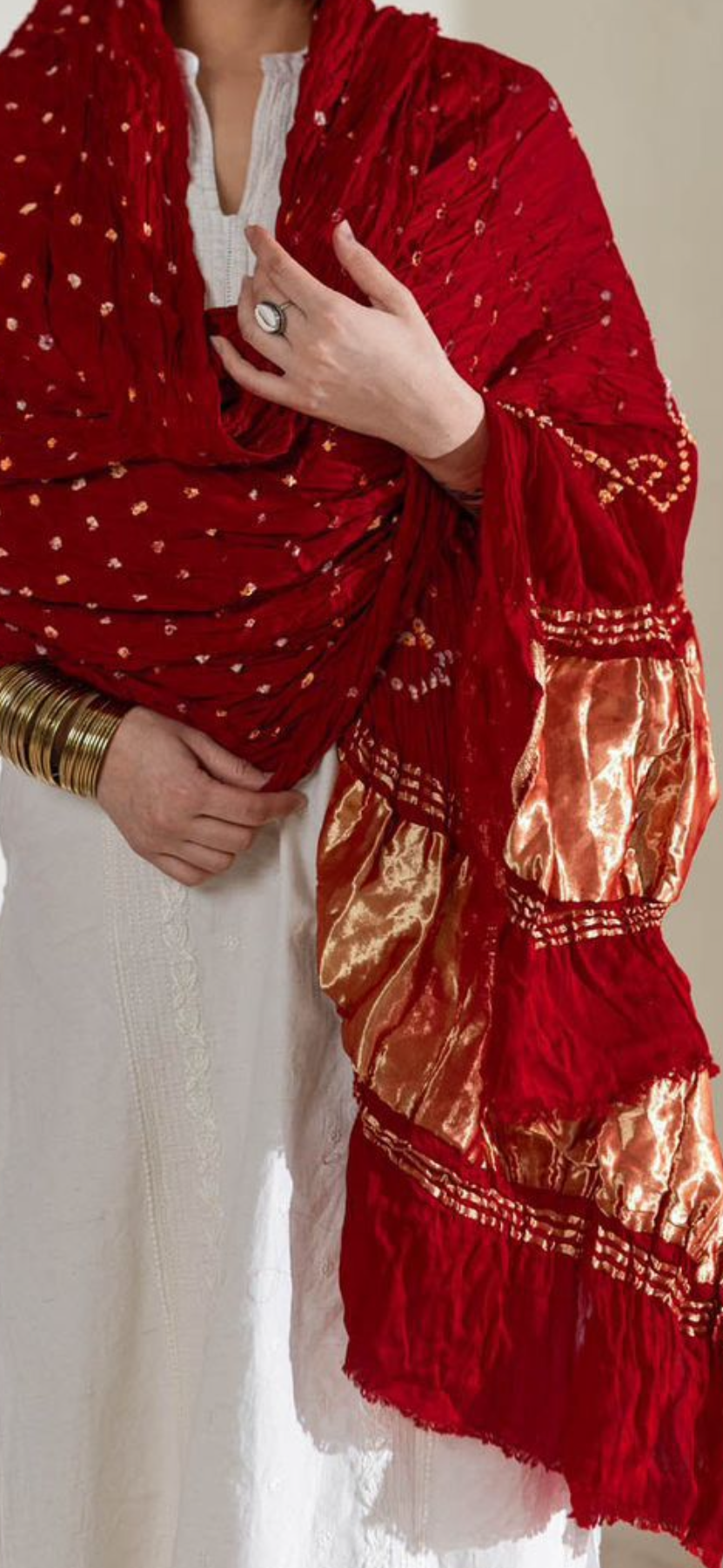 Pure modal gajji silk hand bandhej dupattas