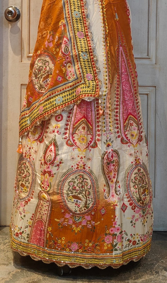 Multi colored designer Lehnga with handwork