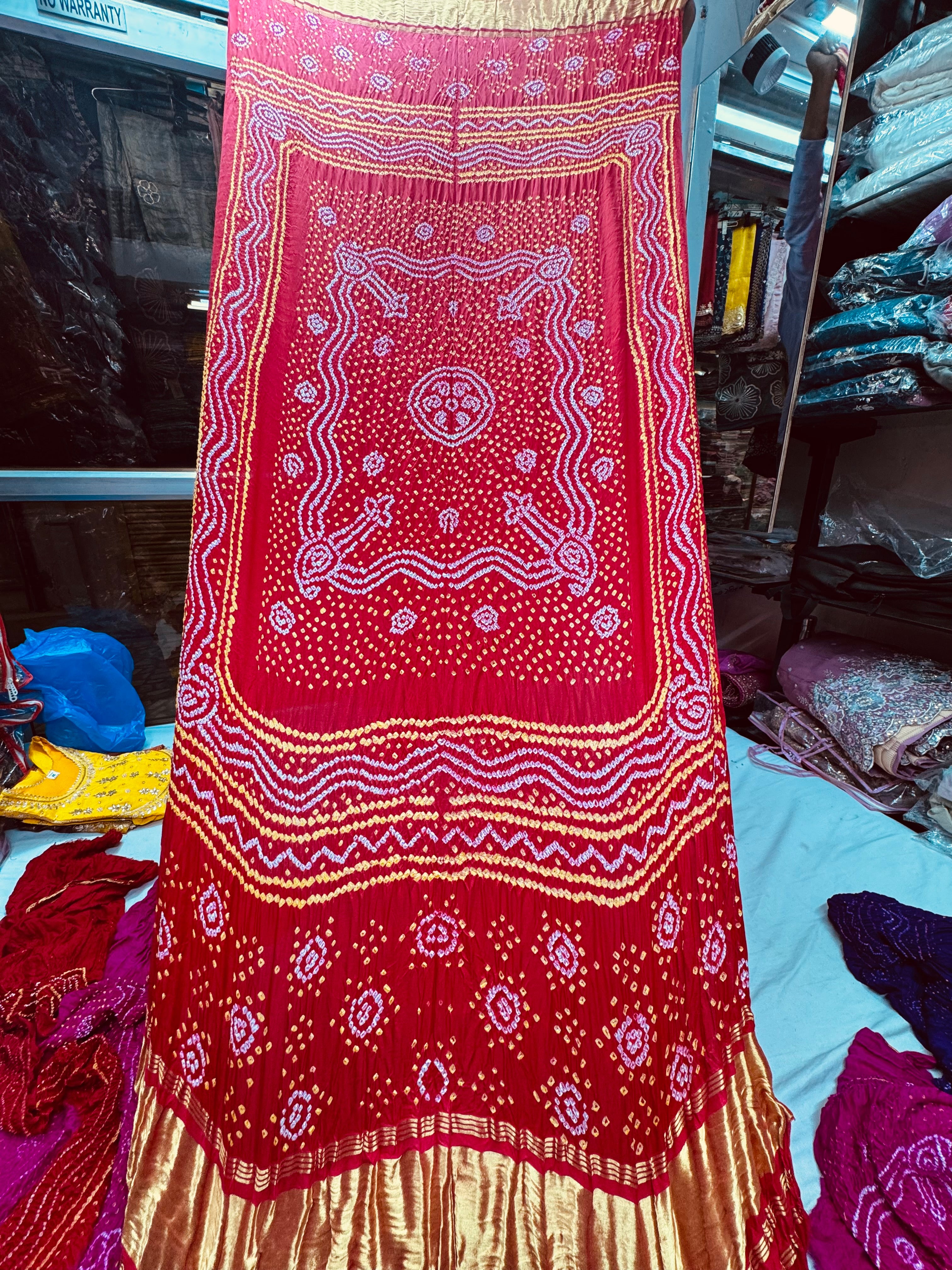 Chandrokhni pure gajji silk dupatta Red color
