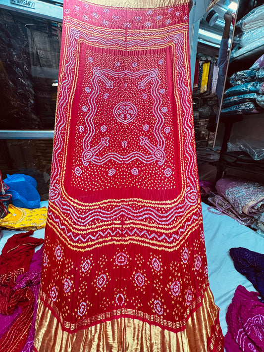 Chandrokhni pure gajji silk dupatta Red color