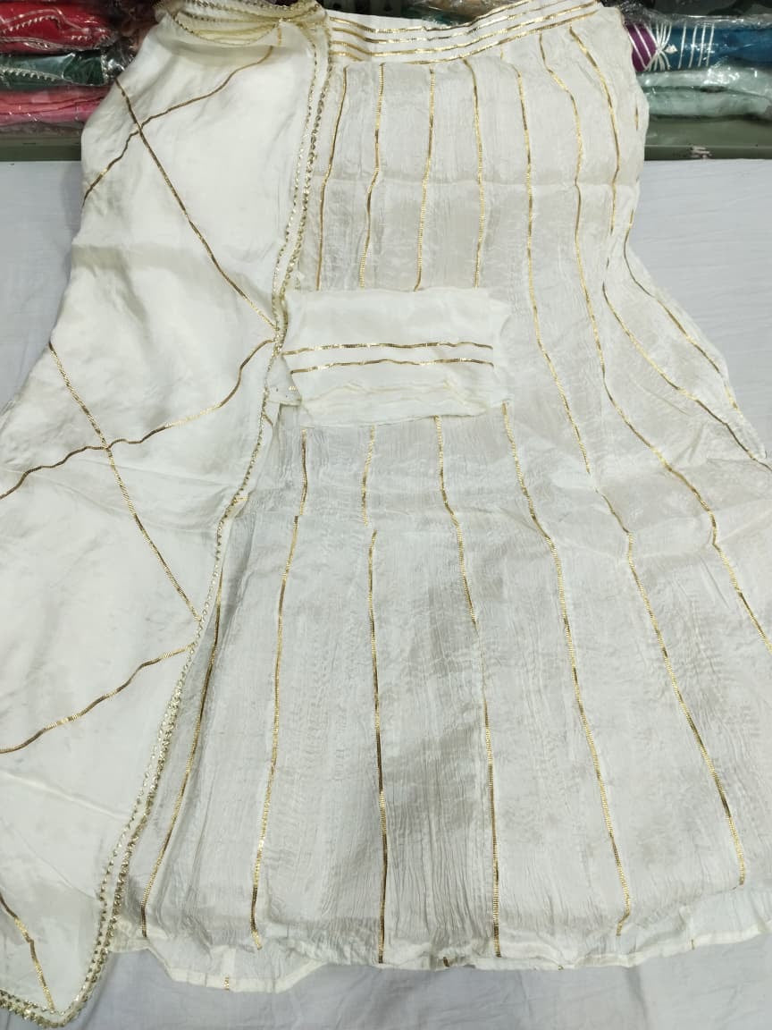 Pure Upada crush skirt set with gota work