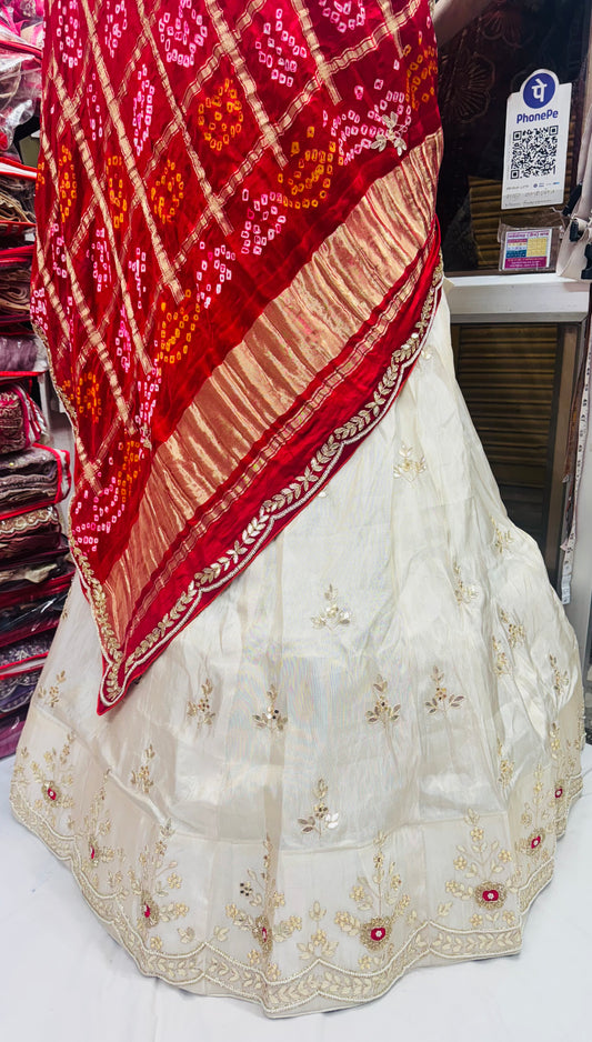Pure tissue pehnga with dabka work and pure gajji ghadchola Dupatta