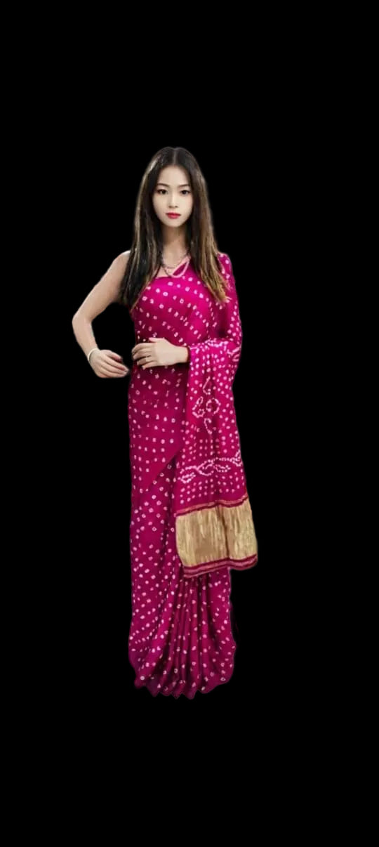 Gajji silk dani bandhej saree