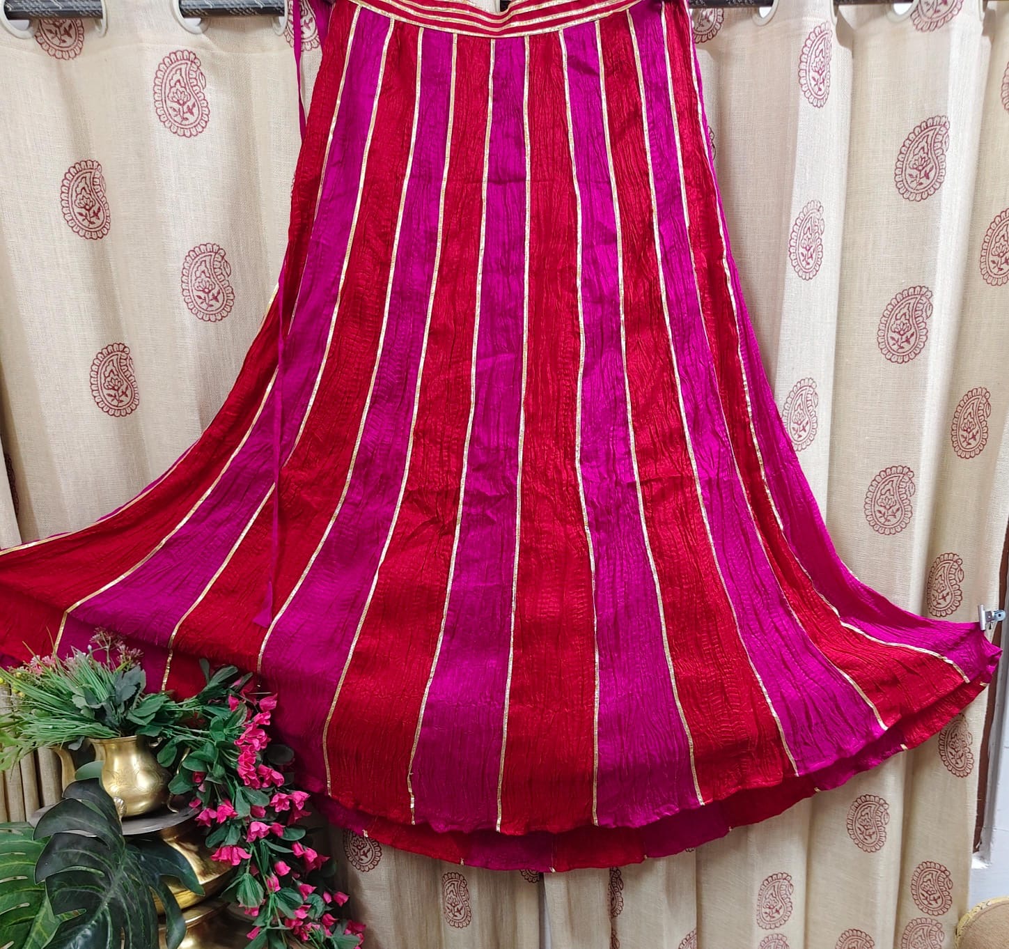 Pure Upada crush skirt set with gota work
