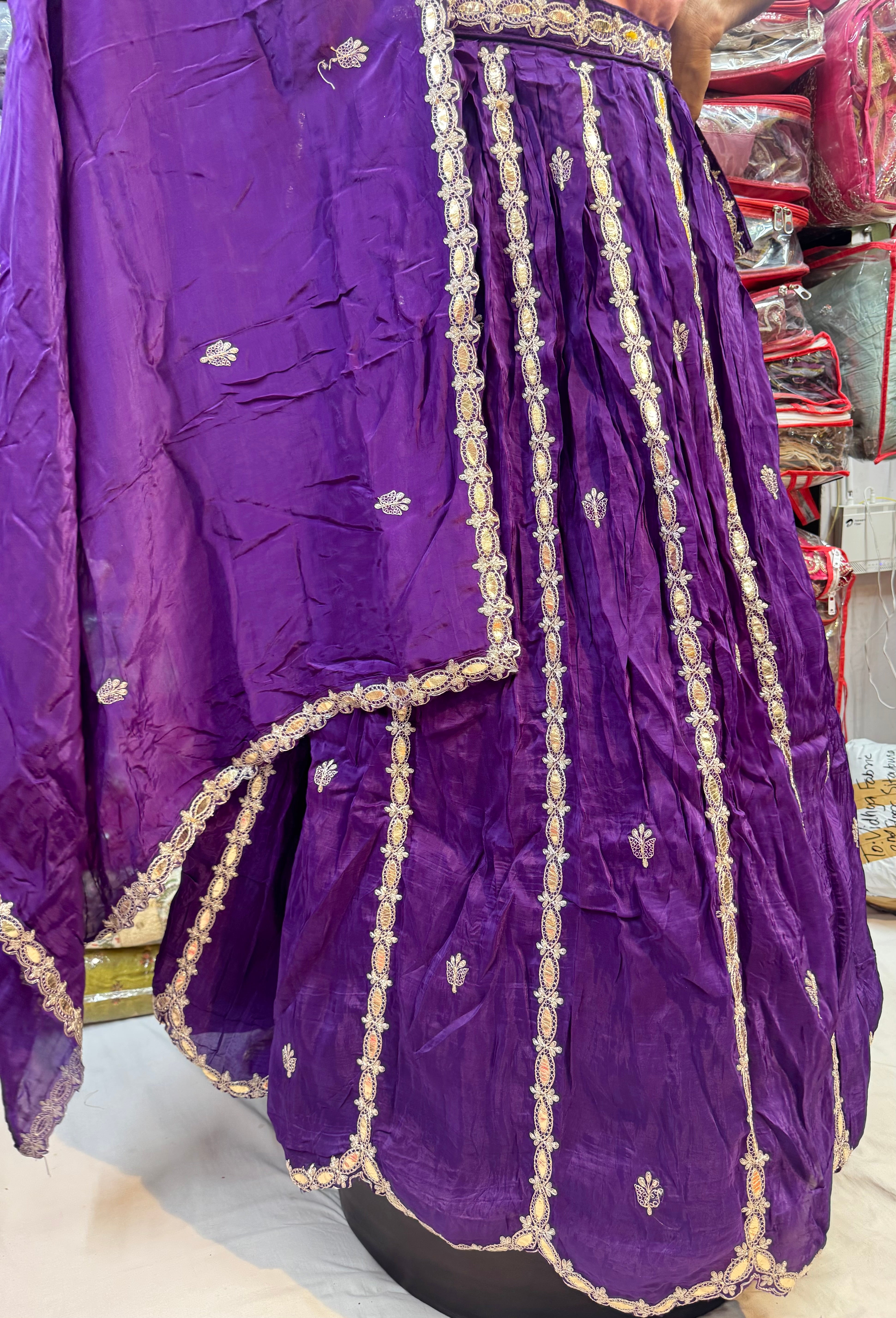 Lehnga of pittan work with gottapatti on HO silk fabric