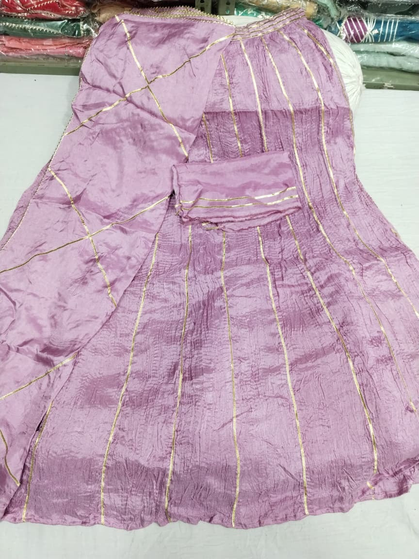 Pure Upada crush skirt set with gota work