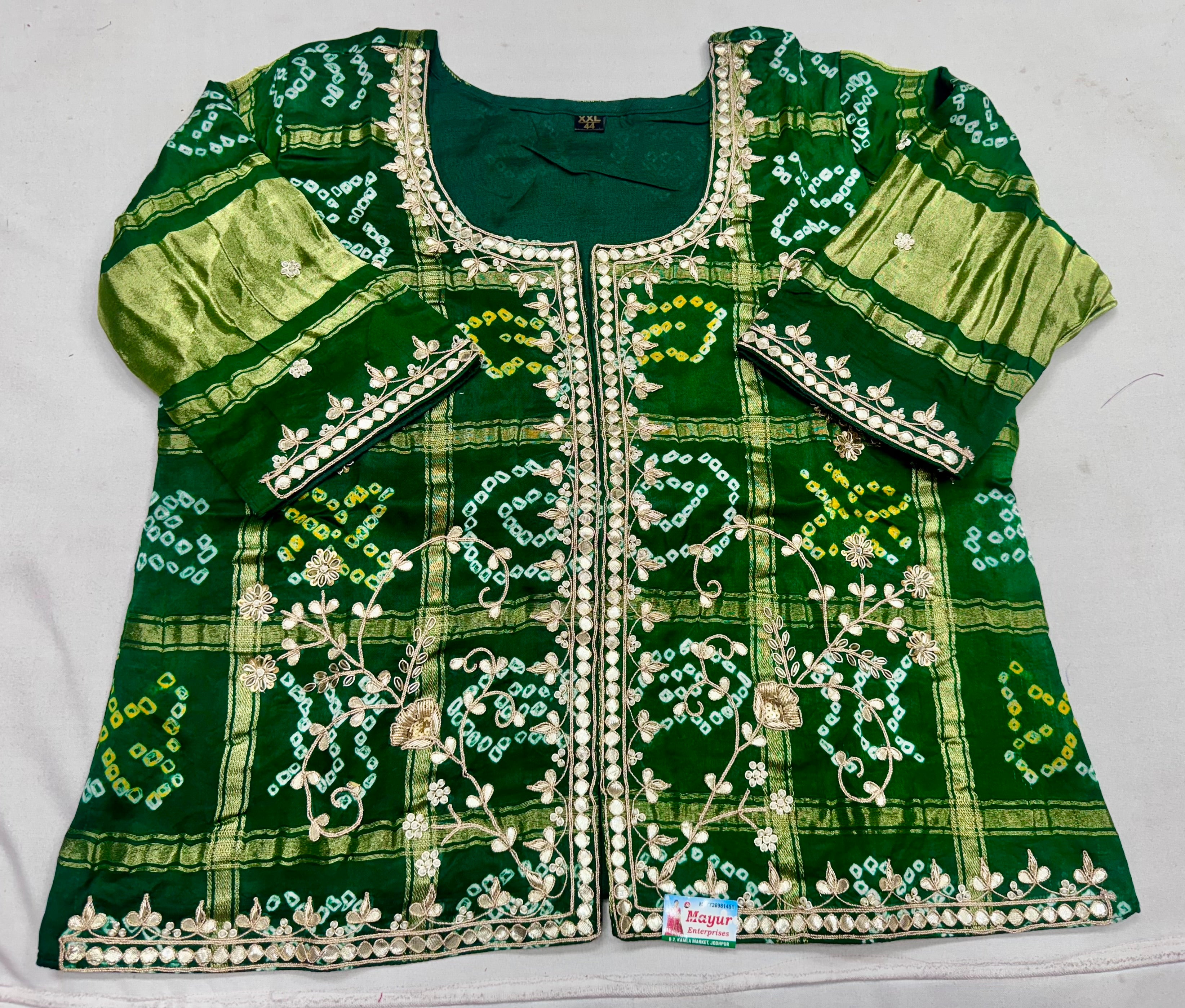 Pure gajji jacket blouse with handwork of marodi and zardosi