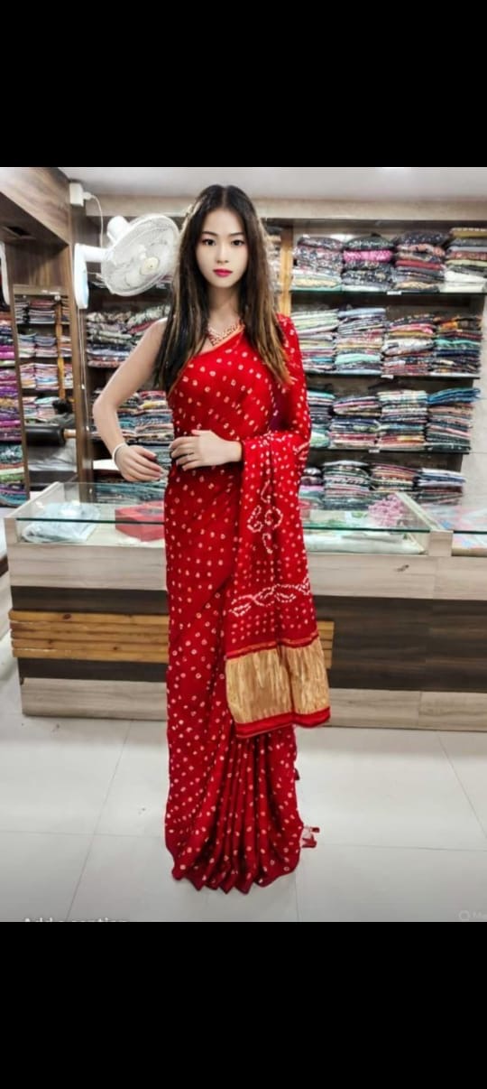 Gajji silk dani bandhej saree