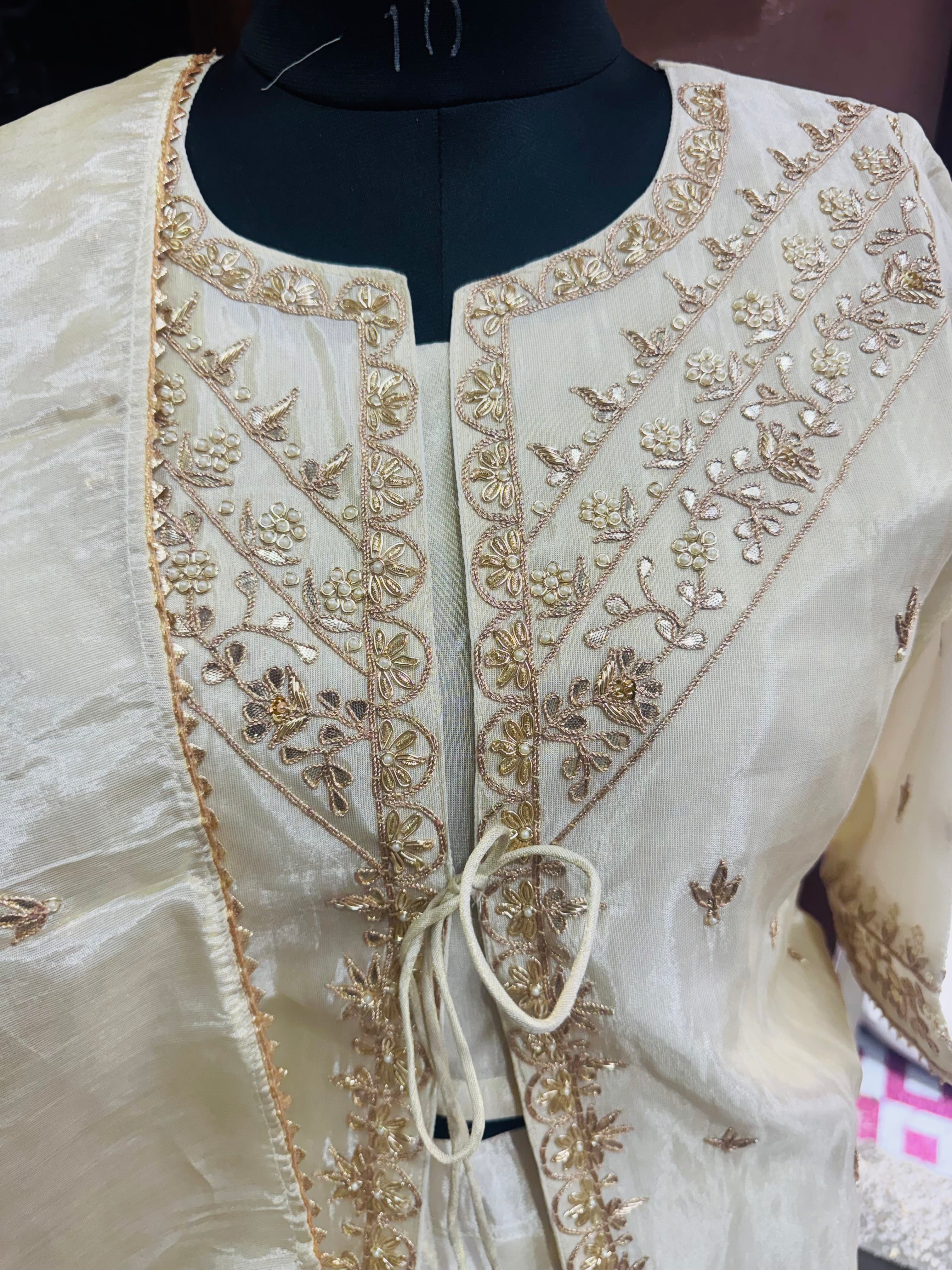 Pure Tissue zardosi work indowestern