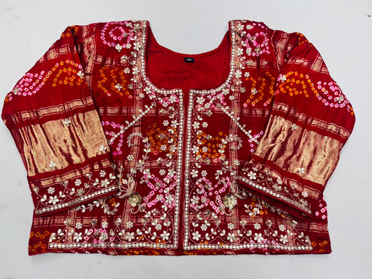 Pure gajji jacket blouse with handwork of marodi and zardosi