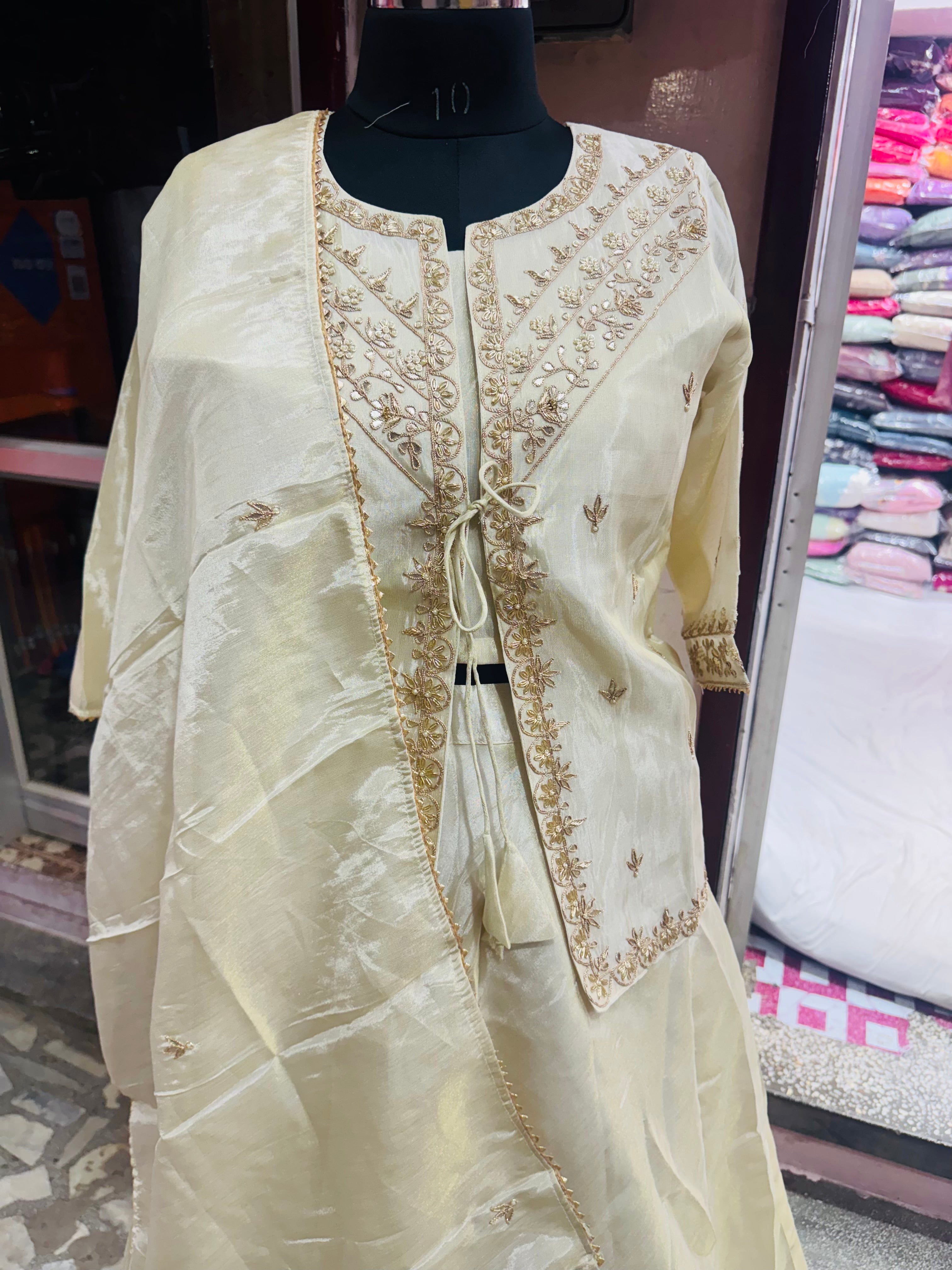 Pure Tissue zardosi work indowestern