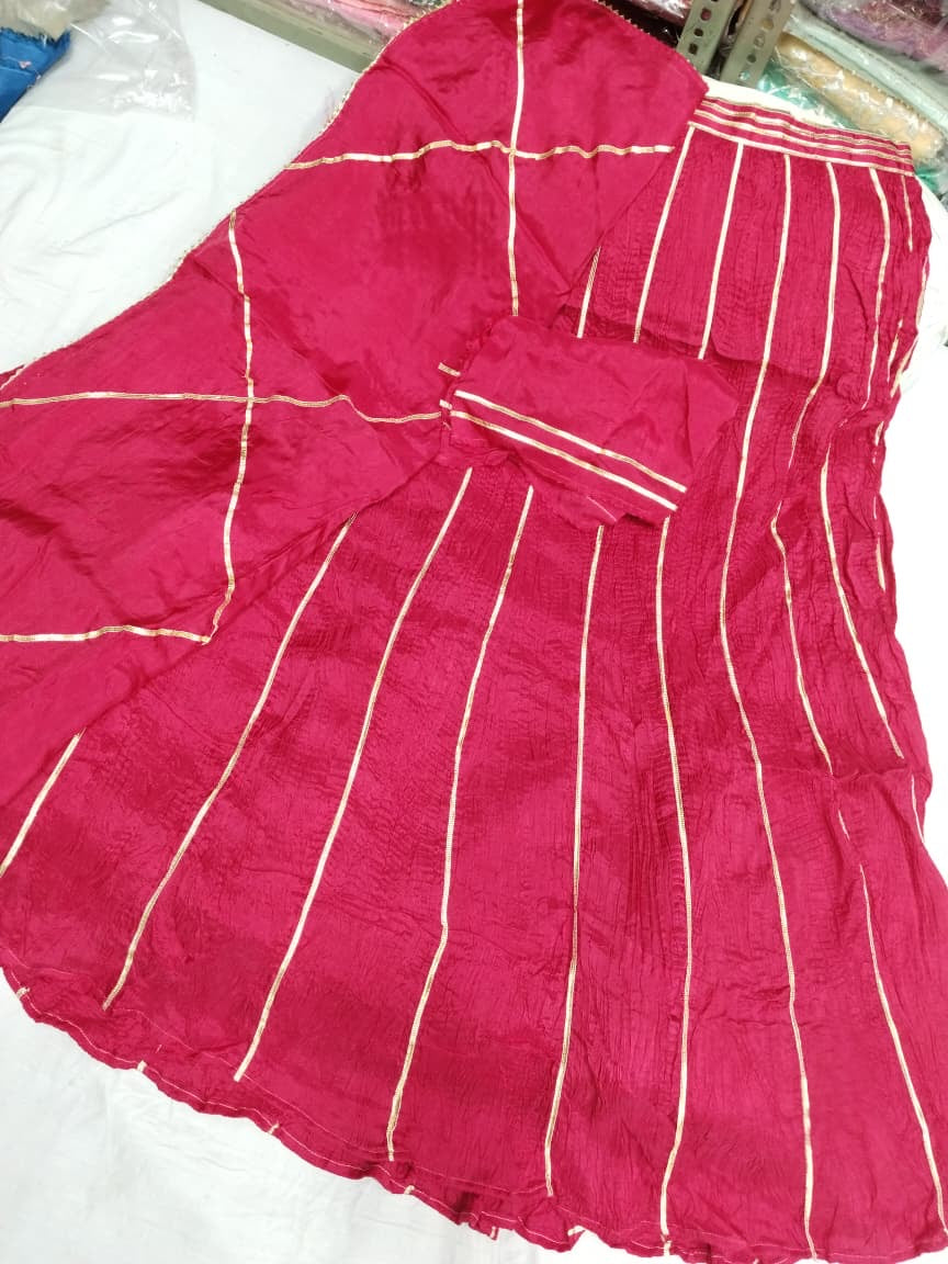 Pure Upada crush skirt set with gota work
