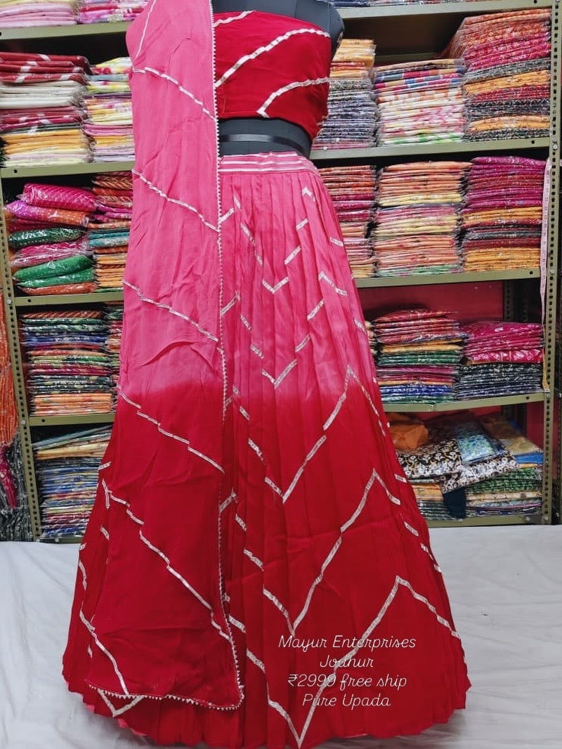Upada pure ombrey lehnga with kacchipatti work