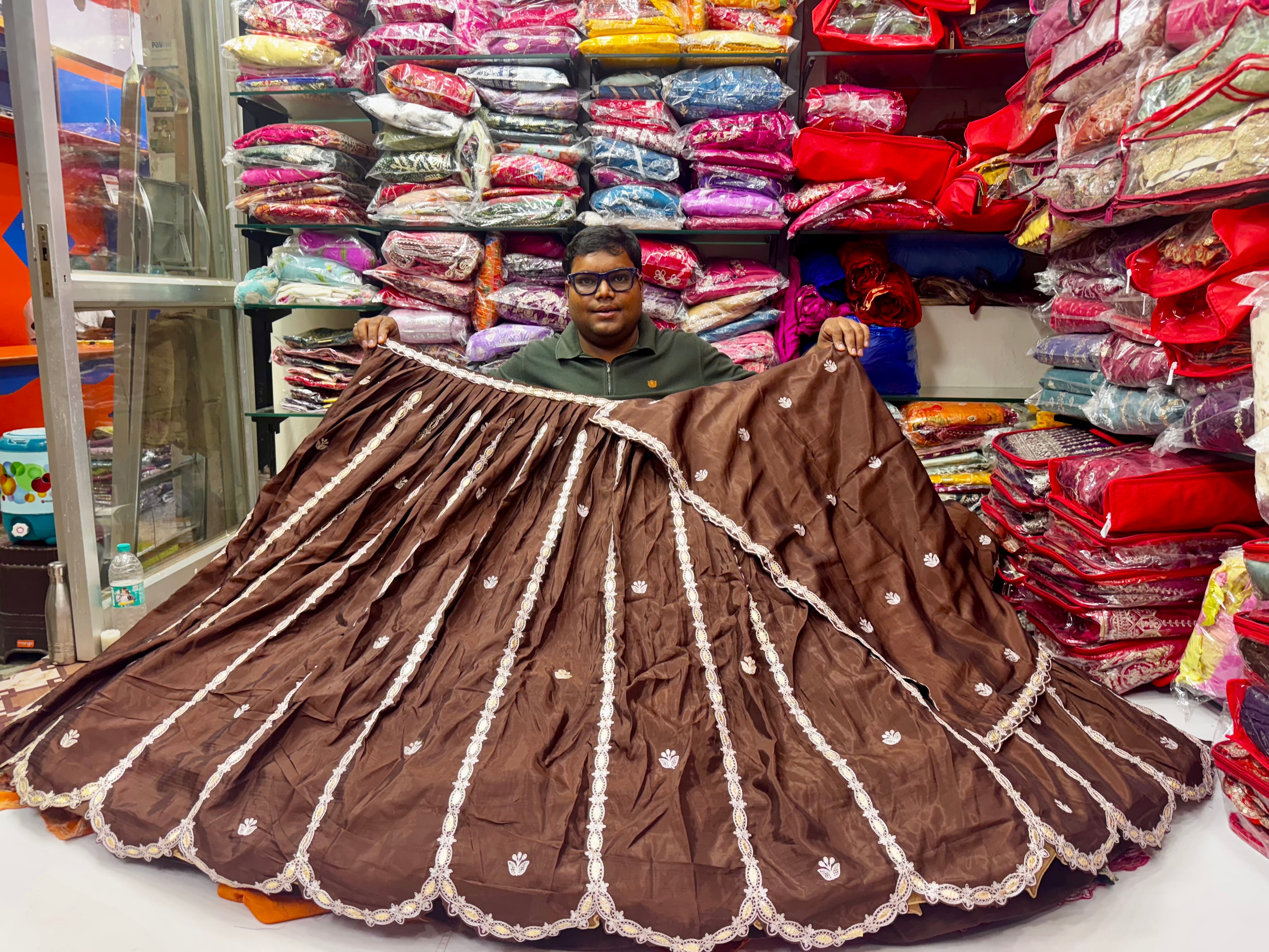 Ho Silk lehnga with gota and ari work