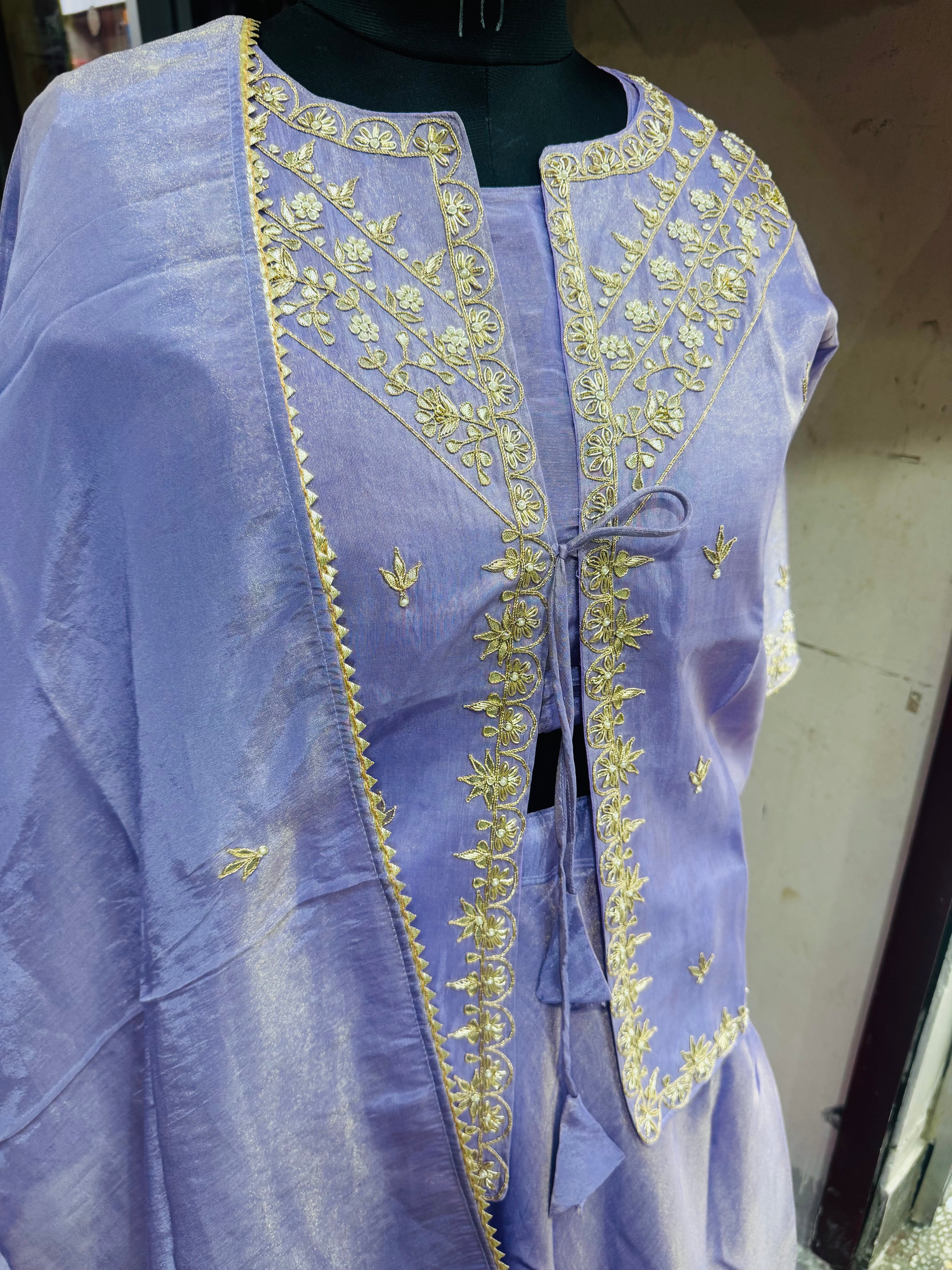 Pure Tissue zardosi work indowestern