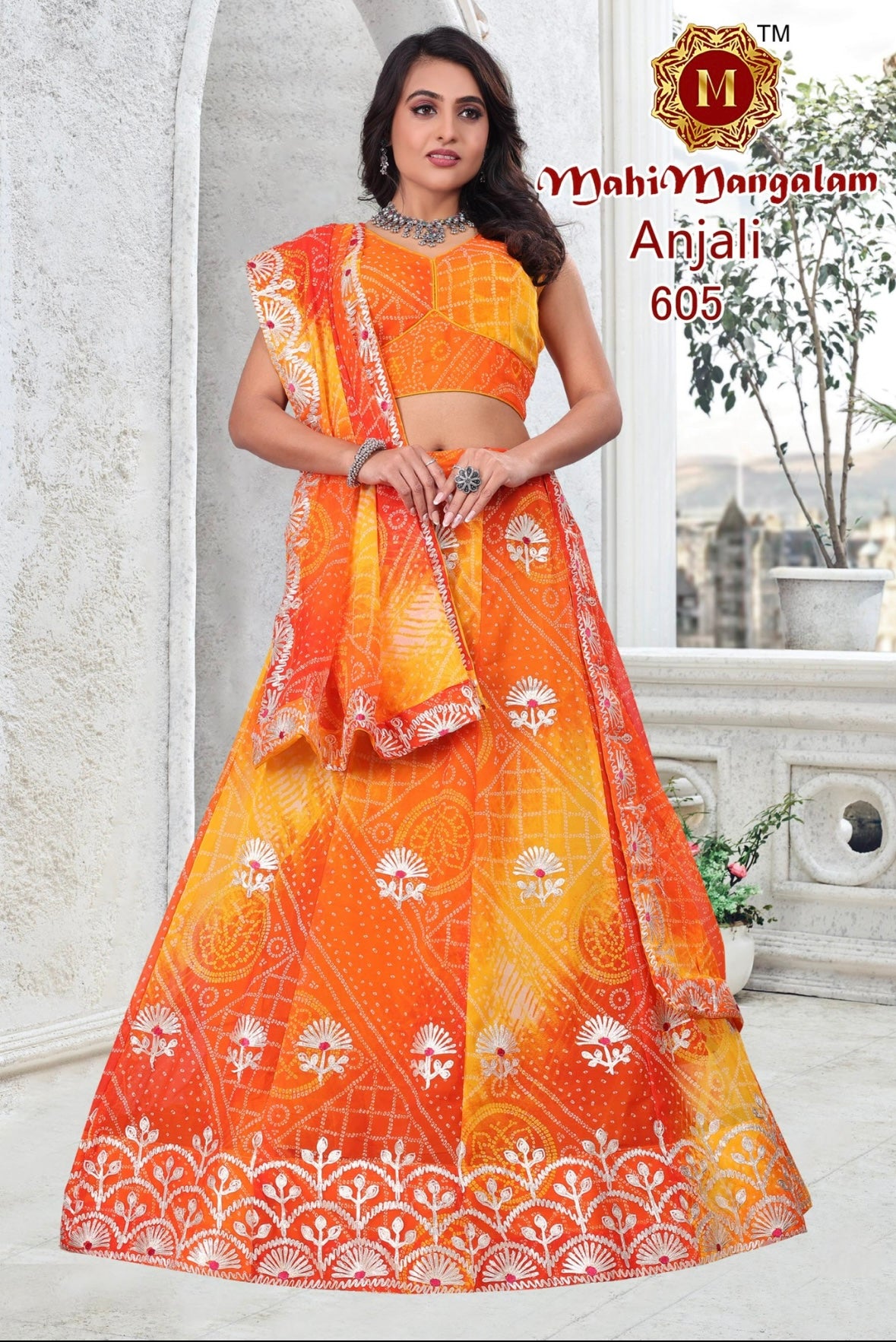 Bhandhej lehnga with gottapatti work