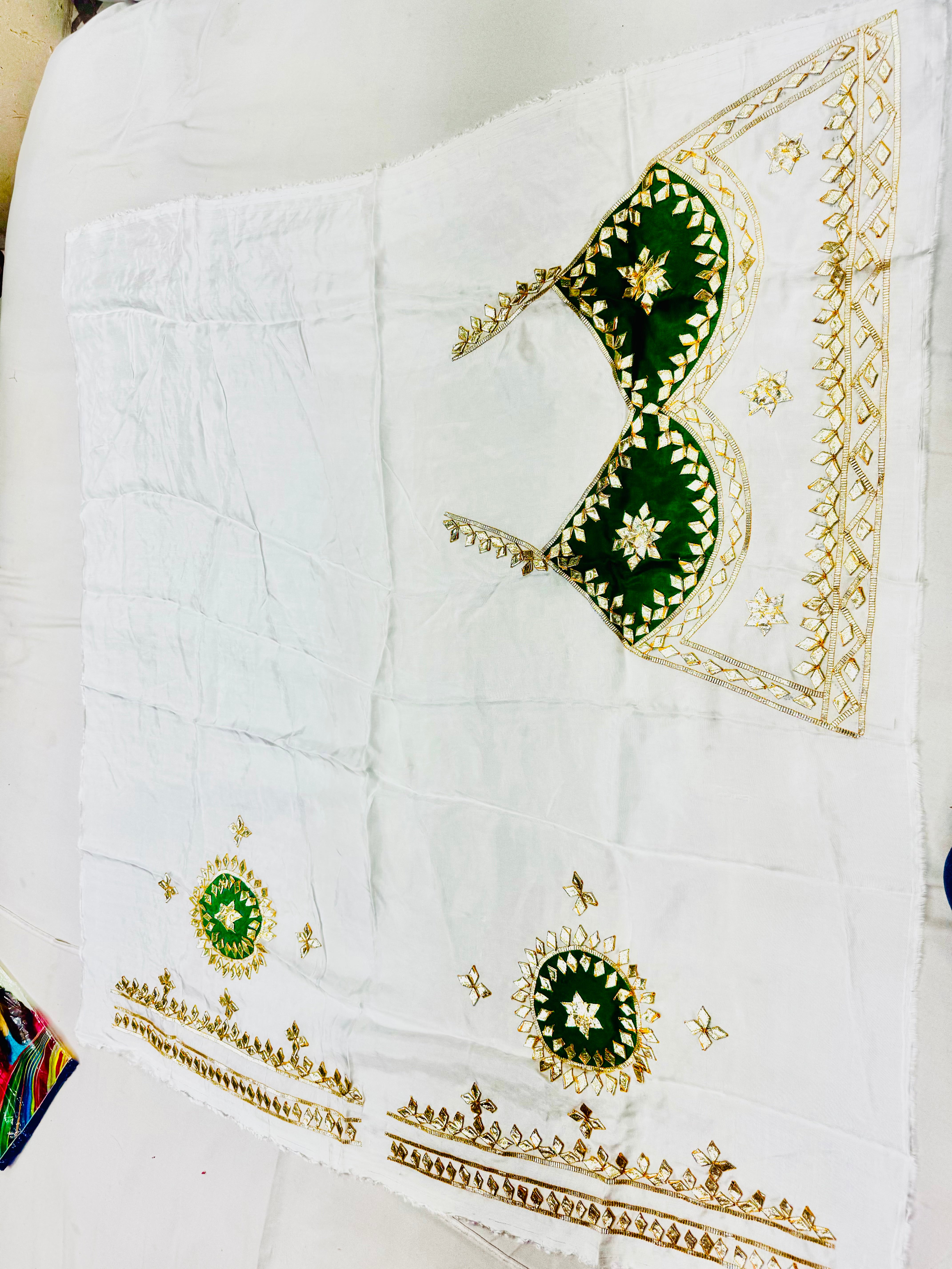 Unstitched pure fabric aangi blouses with hand kachagotta work
