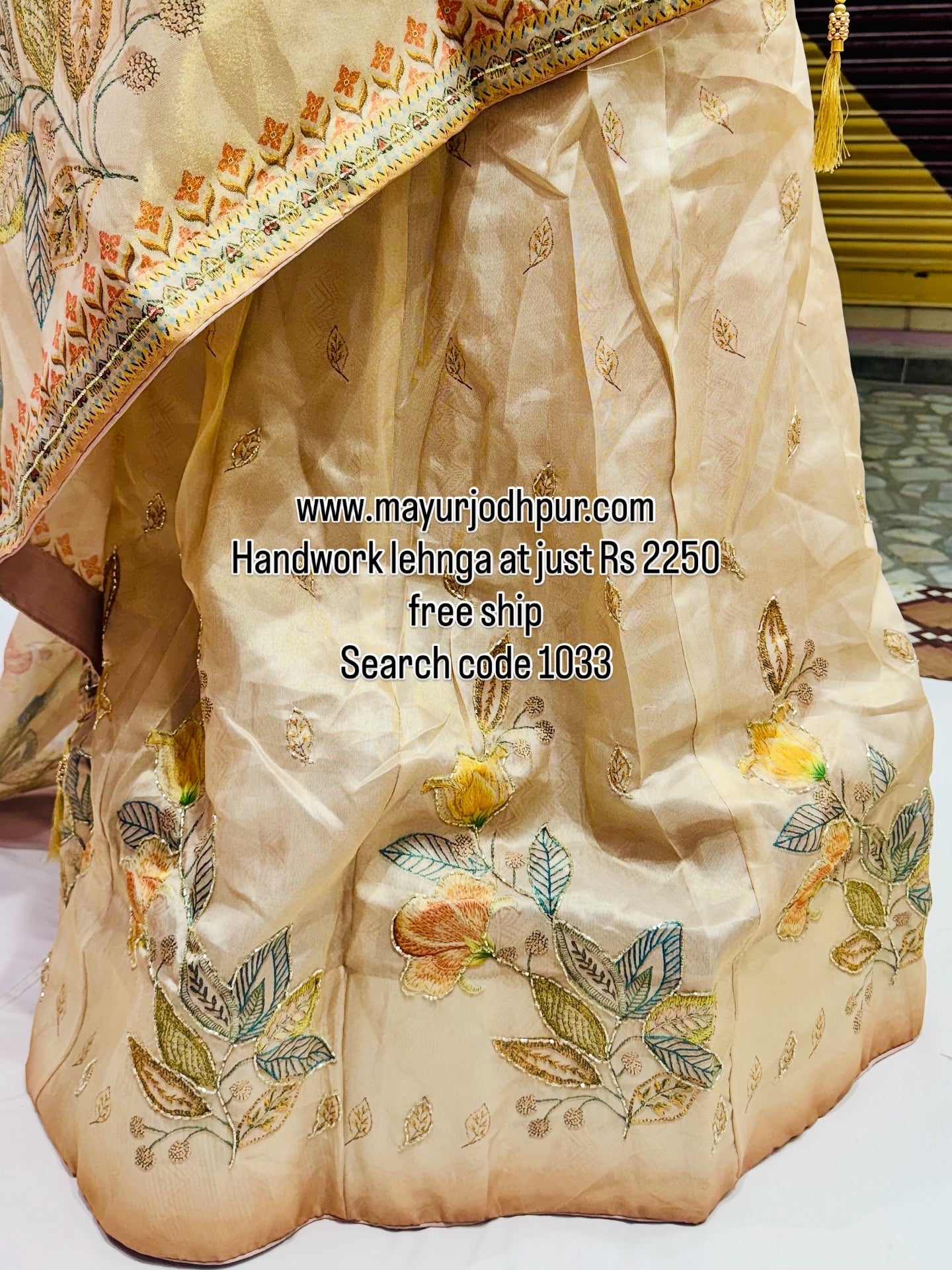 Handwork lehnga with floral highlighting