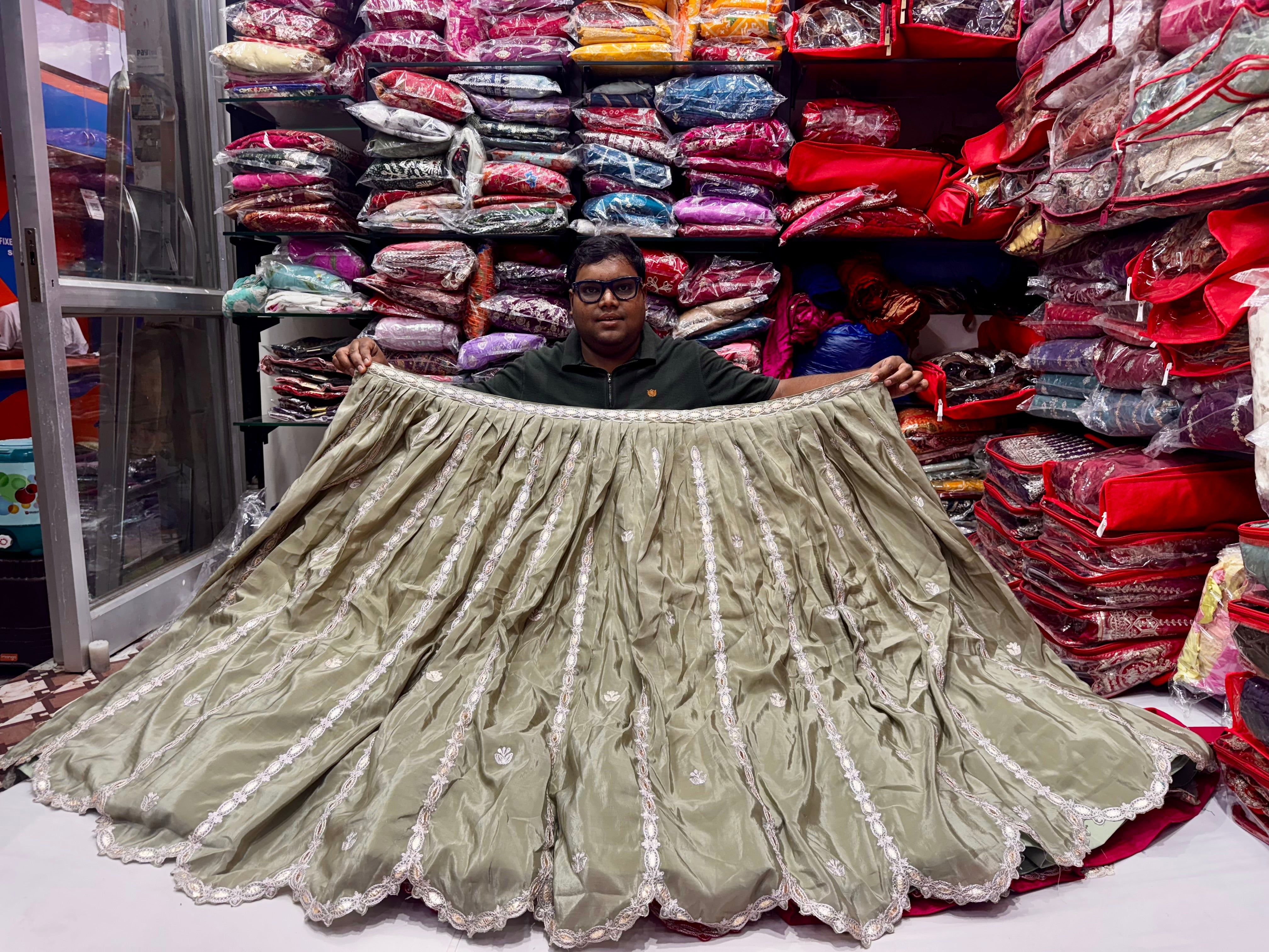 Ho Silk lehnga with gota and ari work