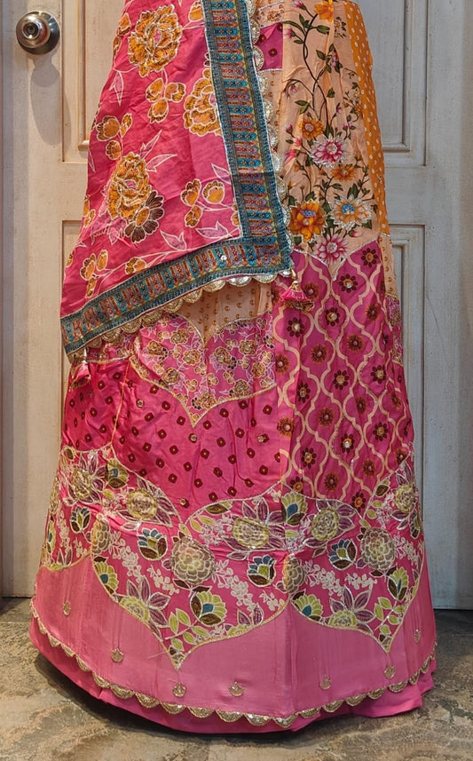 Multi colored designer Lehnga with handwork