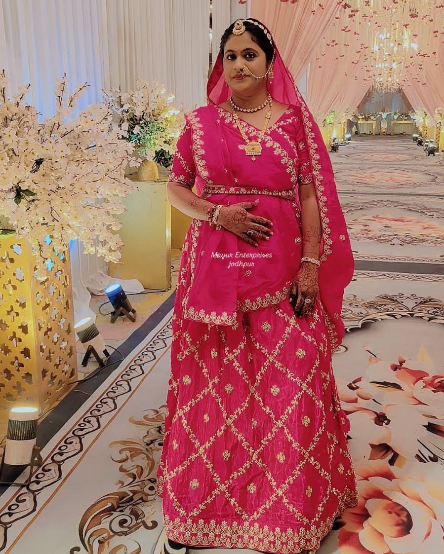 Pure fabric traditional lehnga with gotta patti and pearl handwork
