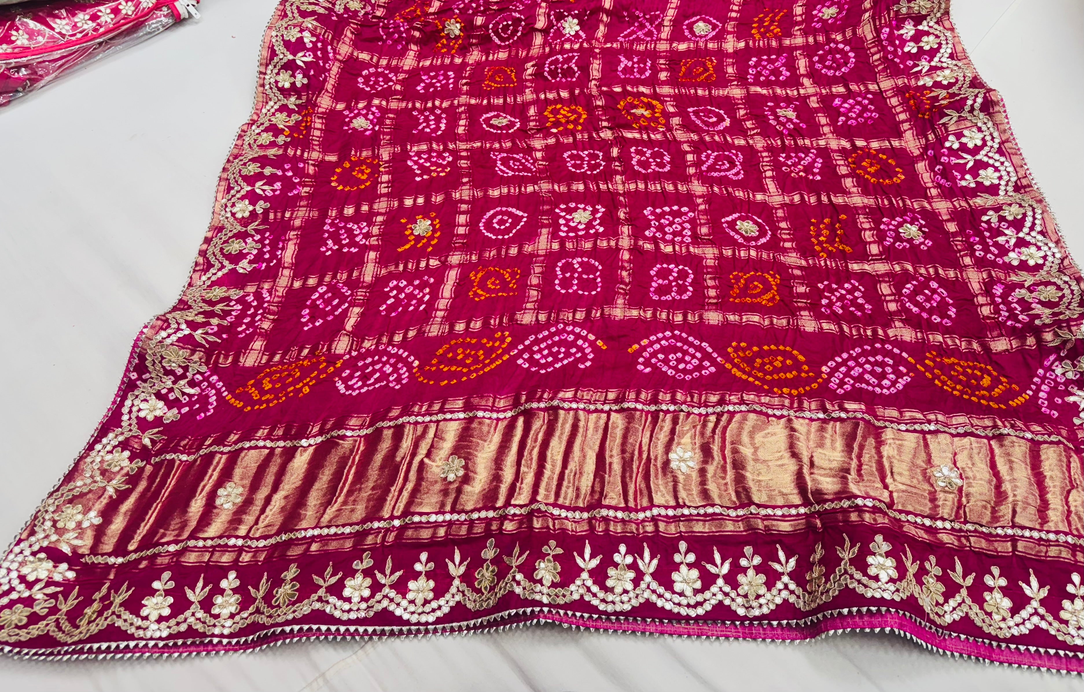 Pure gajji silk ghadchola dupatta with marodi work.